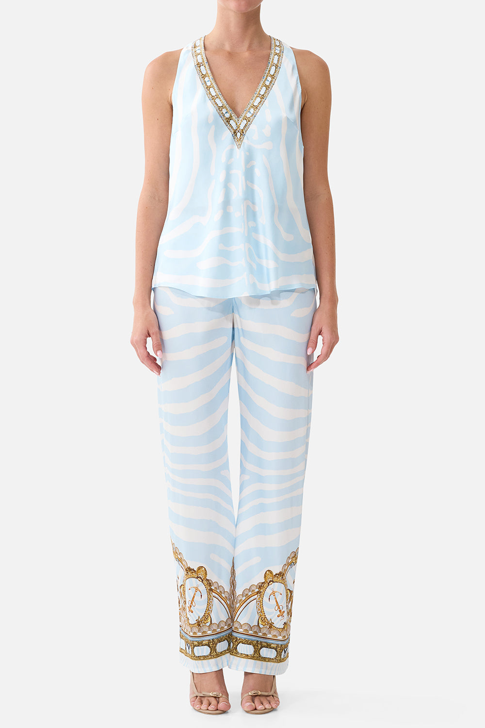 Knotted Back V Neck Top