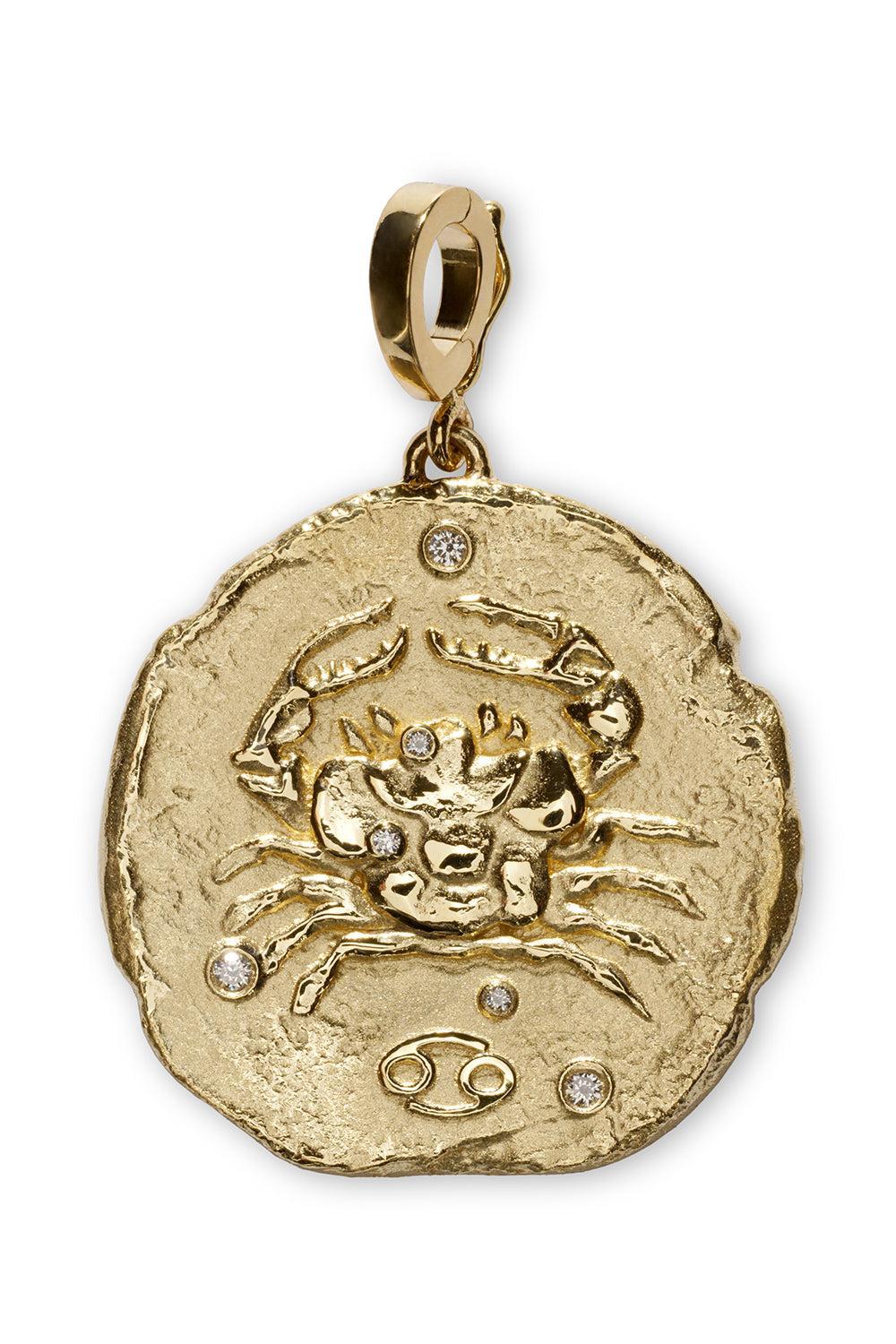 Of The Stars Large Cancer Coin Pendant-YELLOW GOLD-JEWELRYFINE JEWELPENDANT-AZLEE
