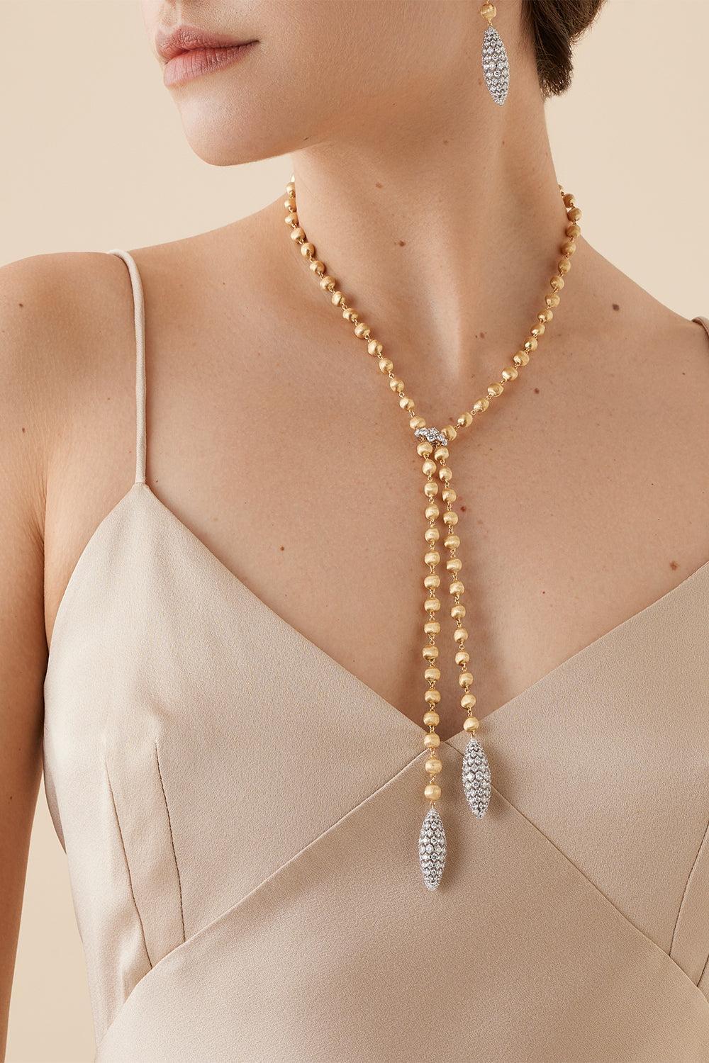 Diamond Drop Africa Necklace-YELLOW GOLD-JEWELRYFINE JEWELNECKLACE O-MARCO BICEGO