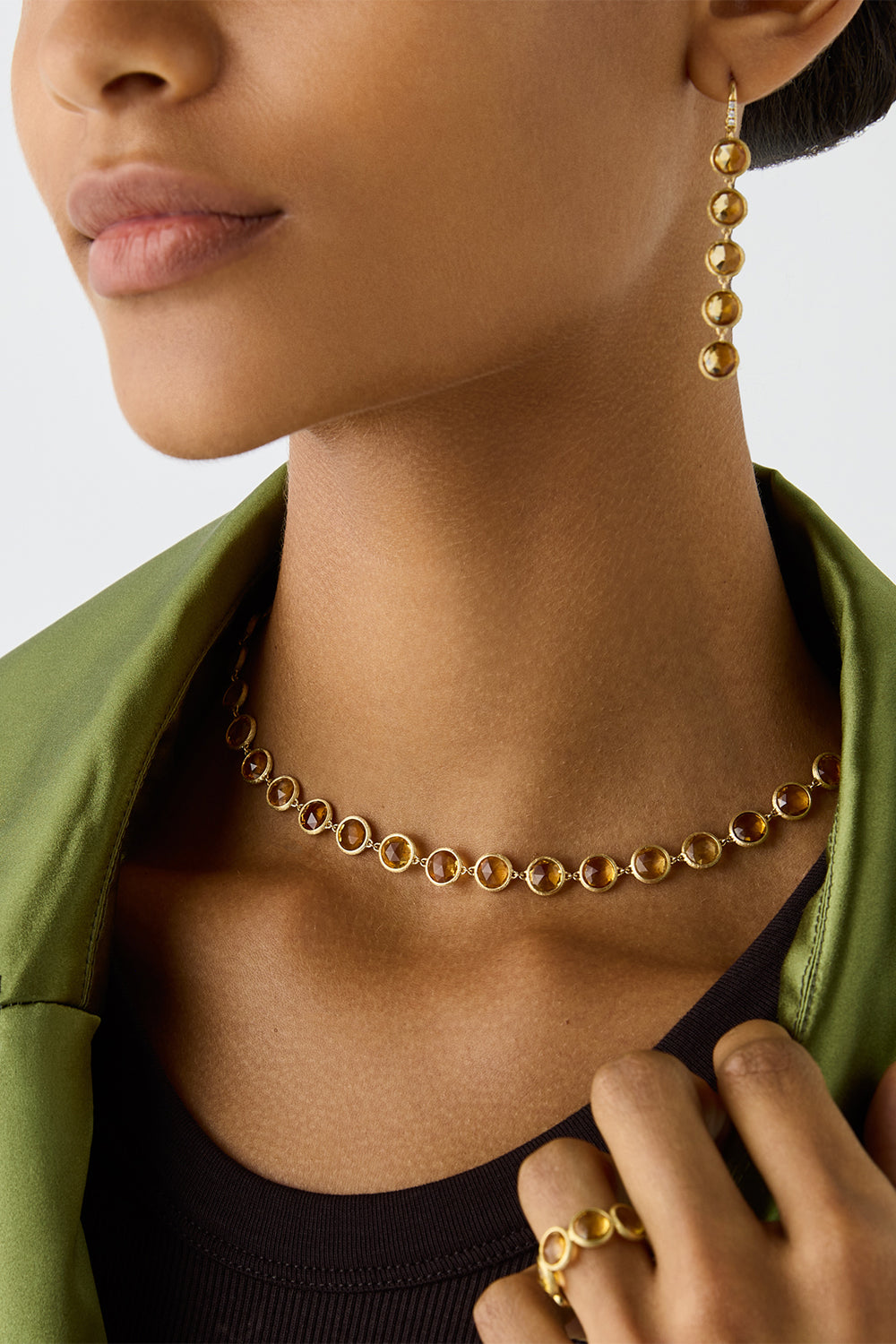 Yellow Quartz Jaipur Link Necklace
