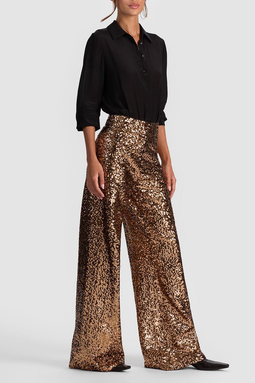 Athena Pant-GLD/BLK-2-CLOTHINGPANTEVENING-ALICE & OLIVIA