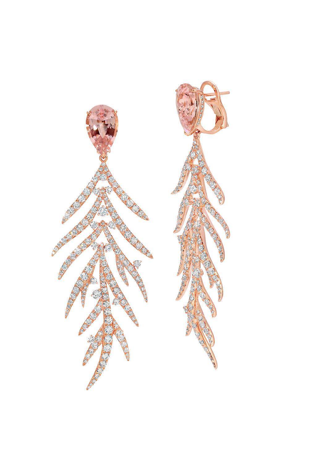 Morganite Folha Earrings