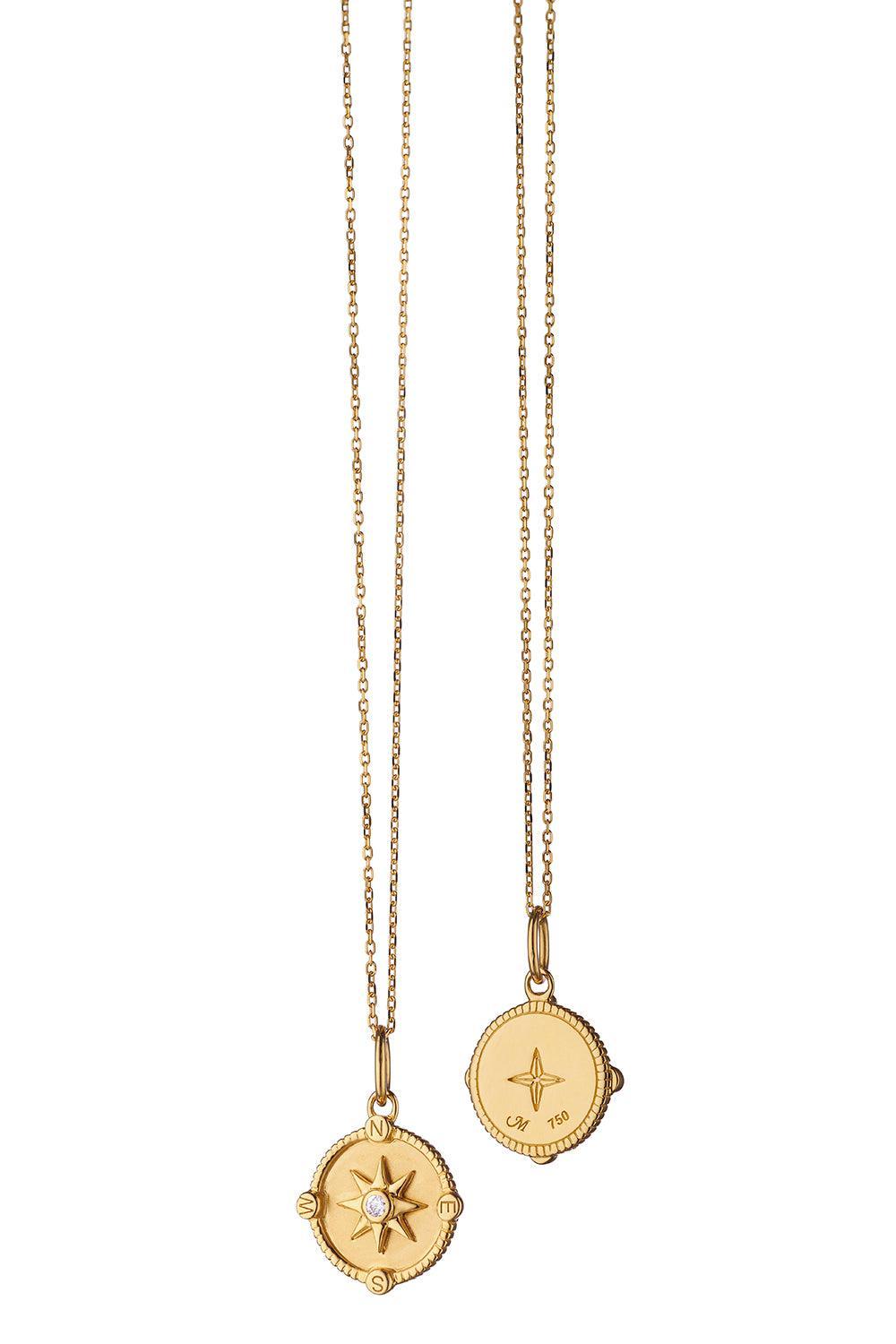 Diamond Mini Adventure Compass Necklace-YELLOW GOLD-17-JEWELRYFINE JEWELNECKLACE O-MONICA RICH KOSANN