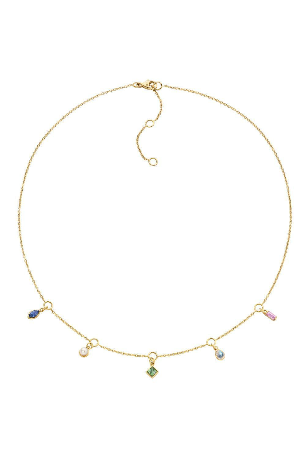 Multi Stone Points Of Light Necklace-YELLOW GOLD-JEWELRYFINE JEWELNECKLACE O-MONICA RICH KOSANN