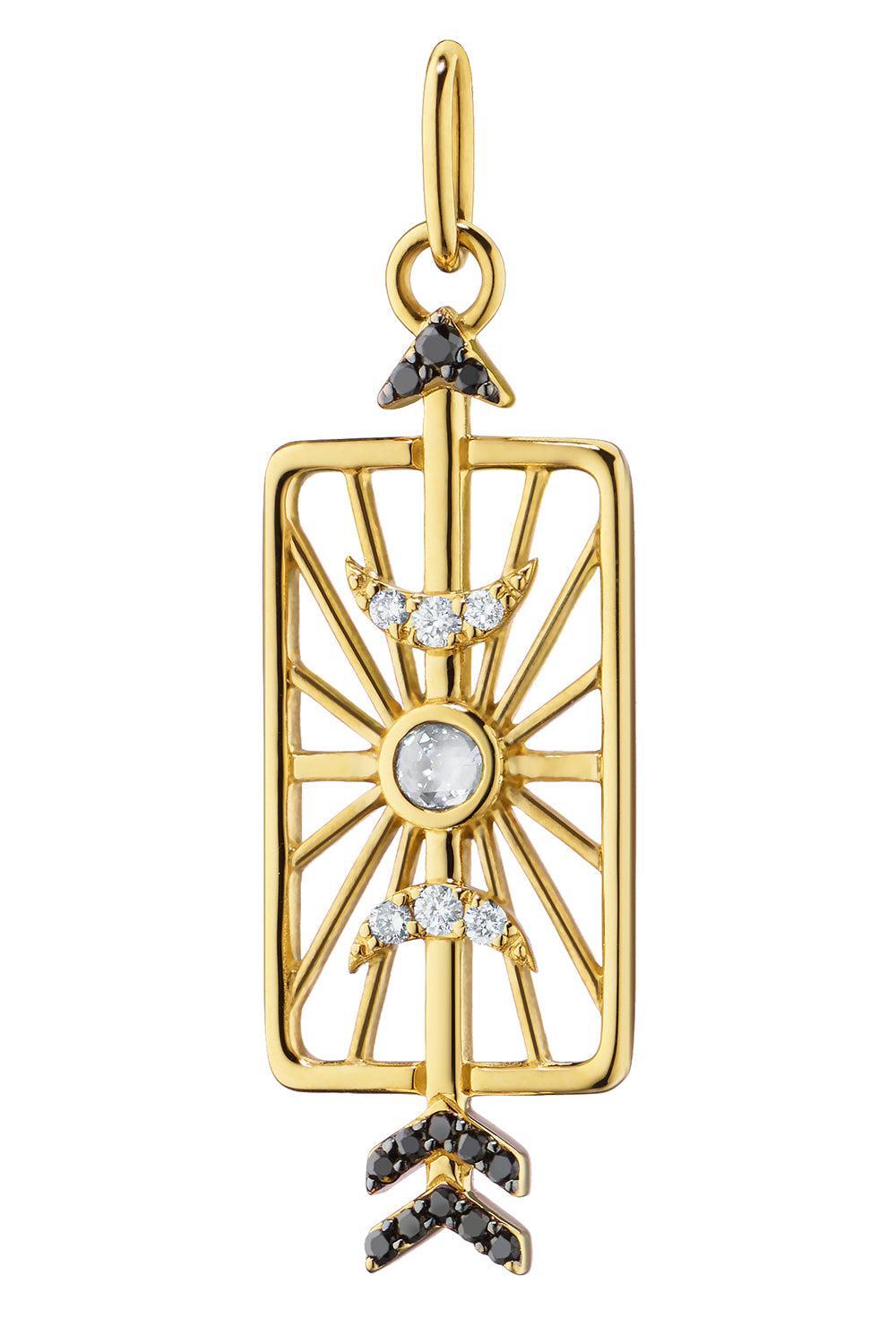 Multi Diamond Shoot For The Moon Medallion Charm-YELLOW GOLD-JEWELRYFINE JEWELPENDANT-MONICA RICH KOSANN