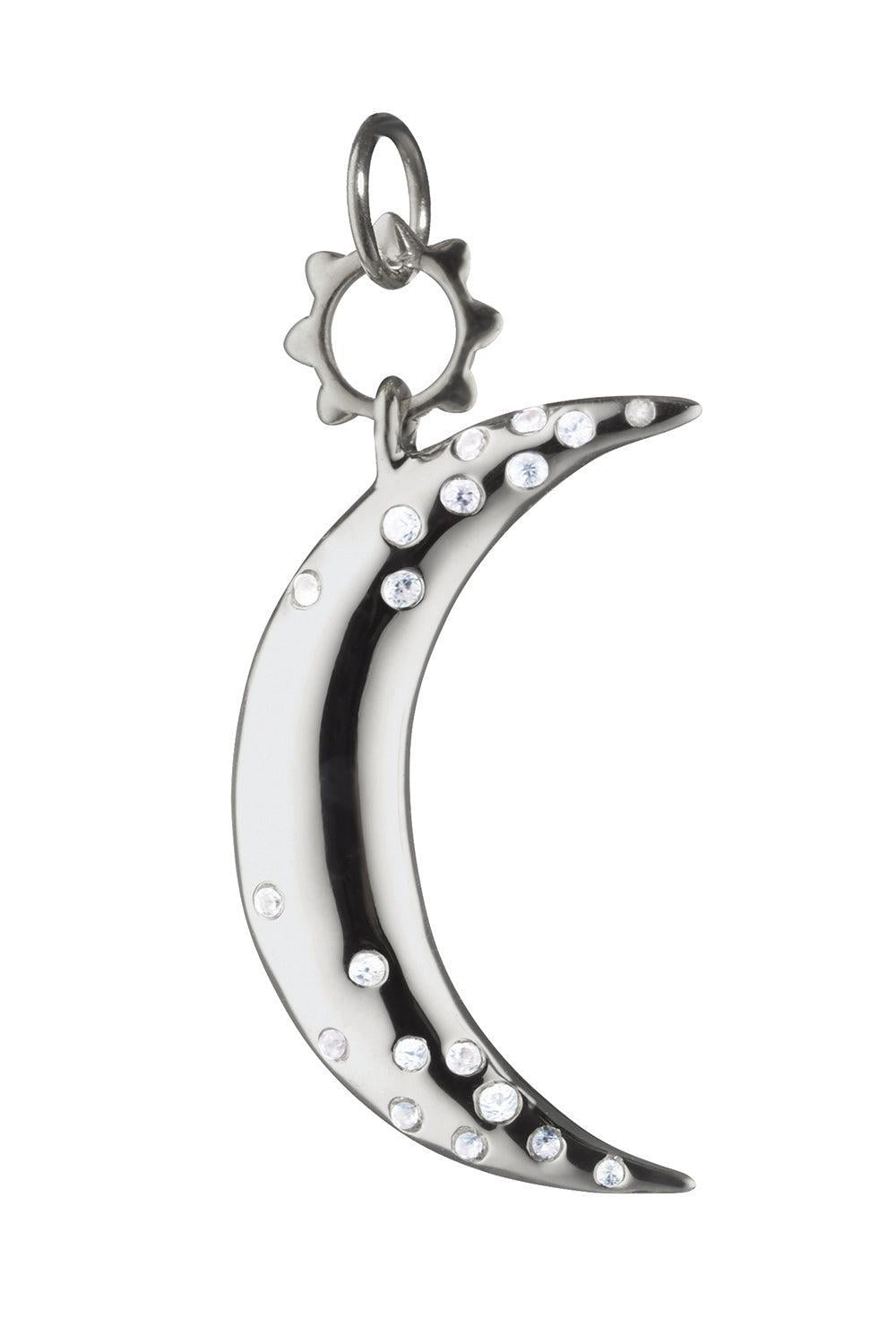 White Sapphire Dream Moon Pendant-SILVER-JEWELRYFINE JEWELPENDANT-MONICA RICH KOSANN