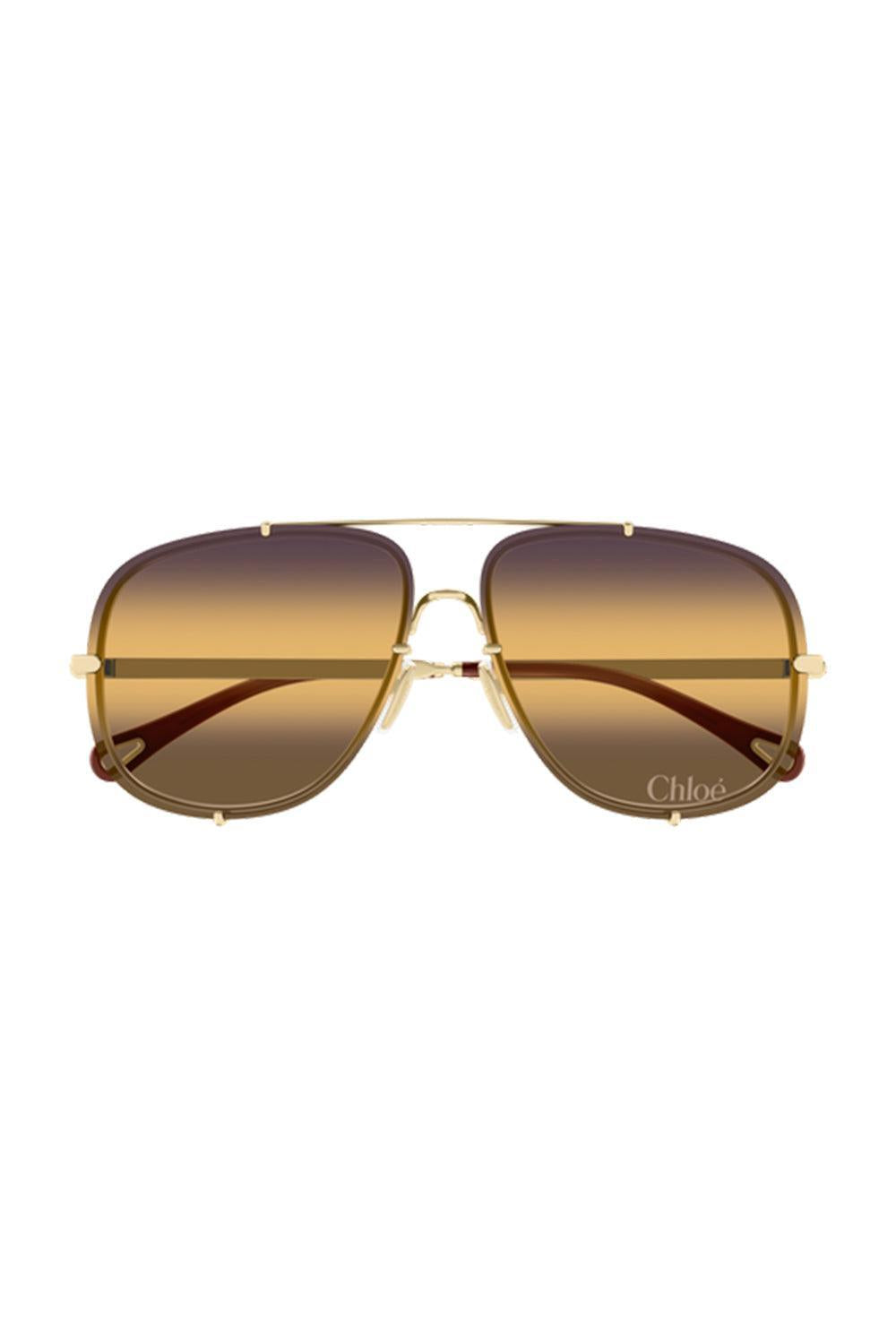Aviator Sunglasses - Gold Yellow-GOLD-ACCESSORIESUNGLASSES-CHLOÉ