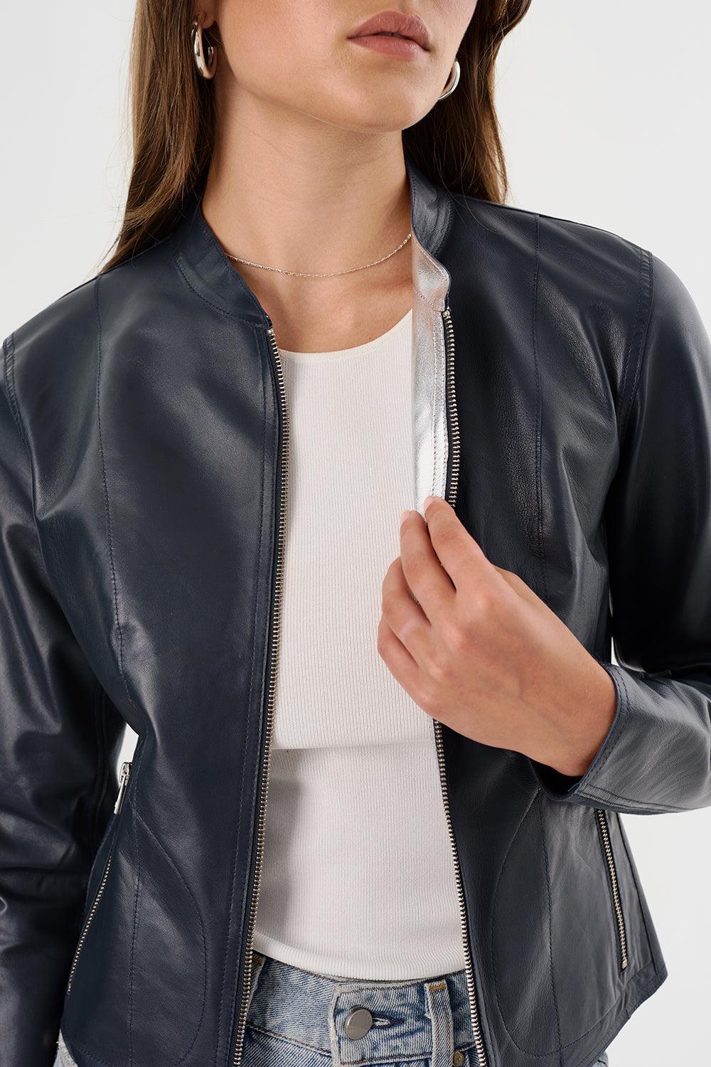 Chapin Reversible Jacket - Navy Silver-NVY/SILV-S-CLOTHINGJACKETLEATHER-LAMARQUE