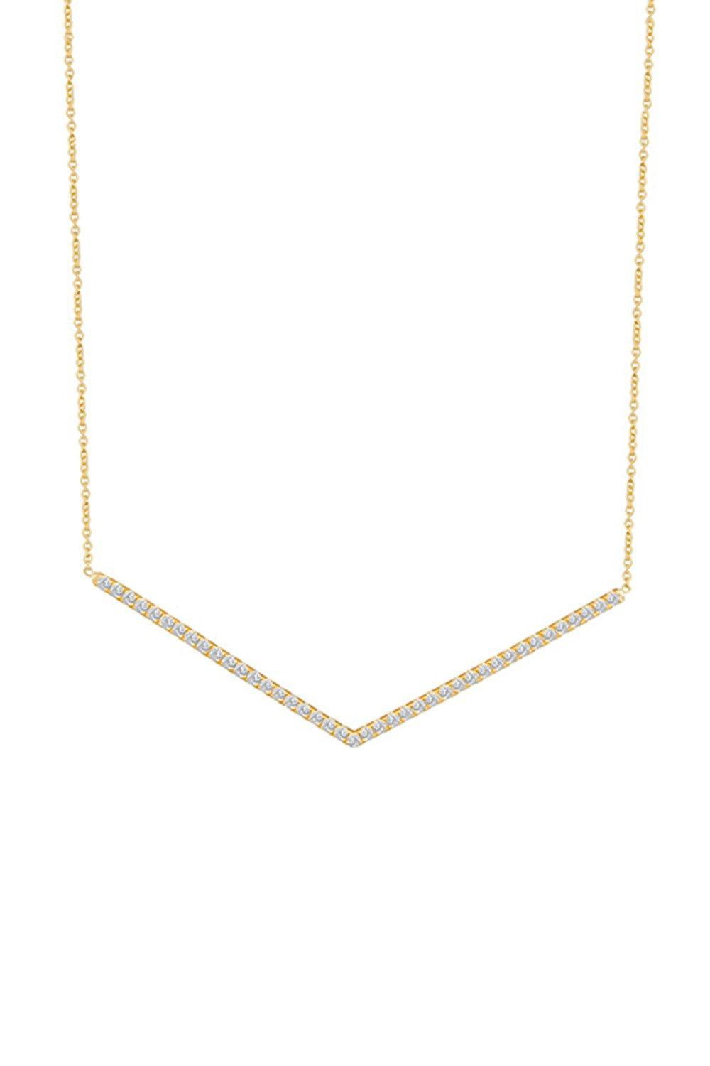 Diamond Chevron Necklace-YELLOW GOLD-JEWELRYFINE JEWELNECKLACE O-LISA NIK
