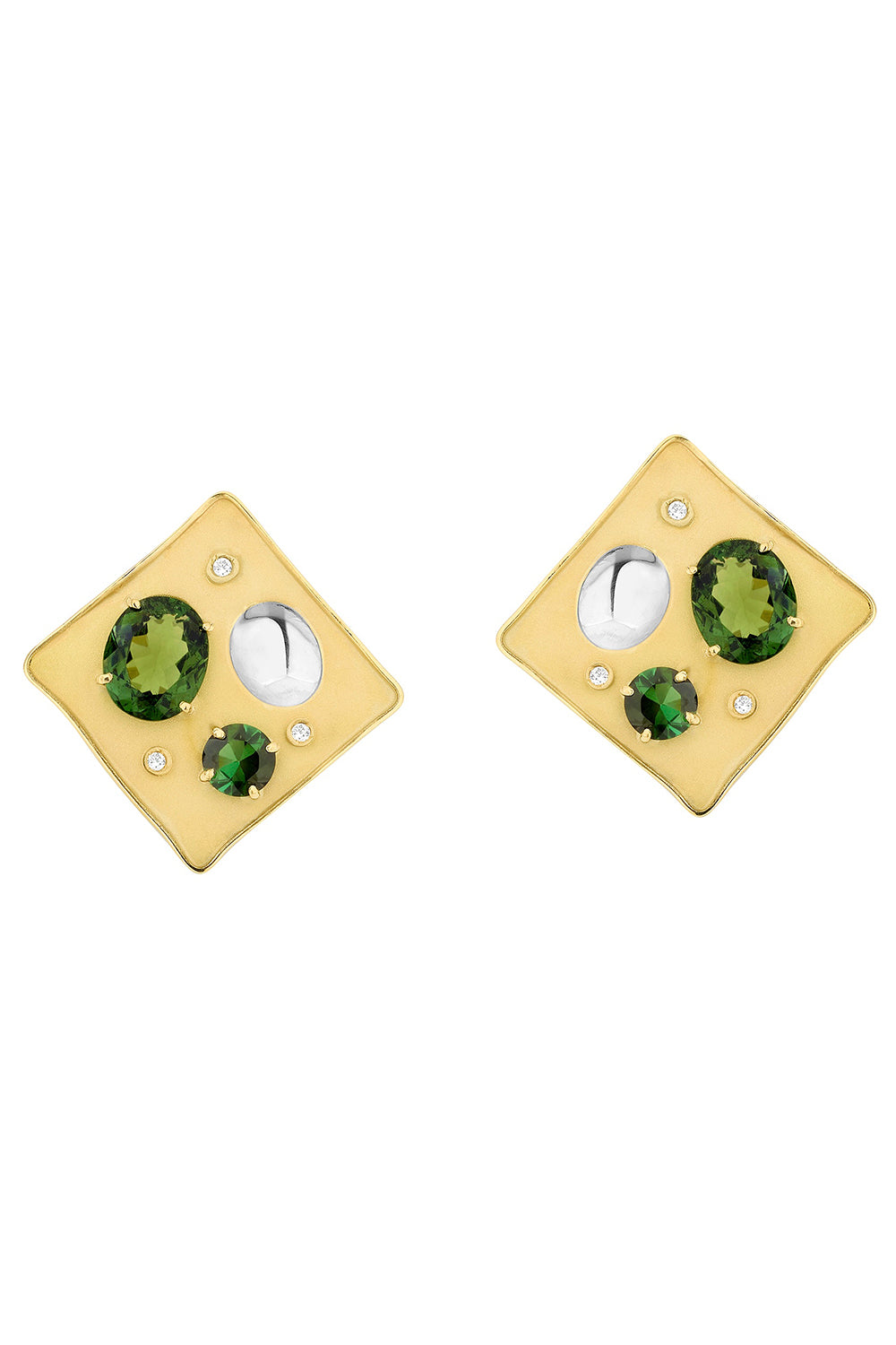 Green Tourmaline Rocks Pedrita Earrings