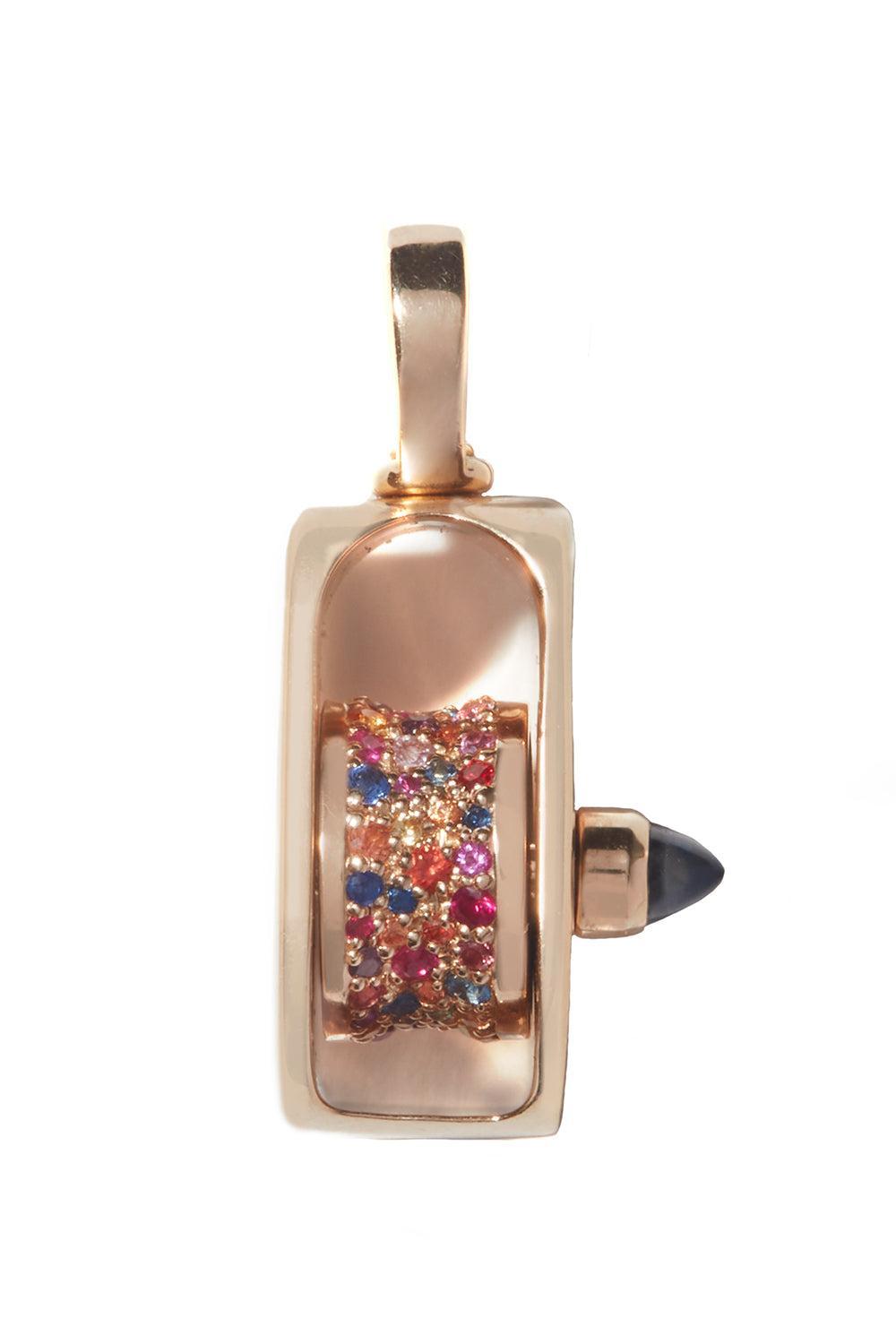 Mixed Sapphire Stoned Pulley Pendant-YELLOW GOLD-JEWELRYFINE JEWELPENDANT-MARLA AARON