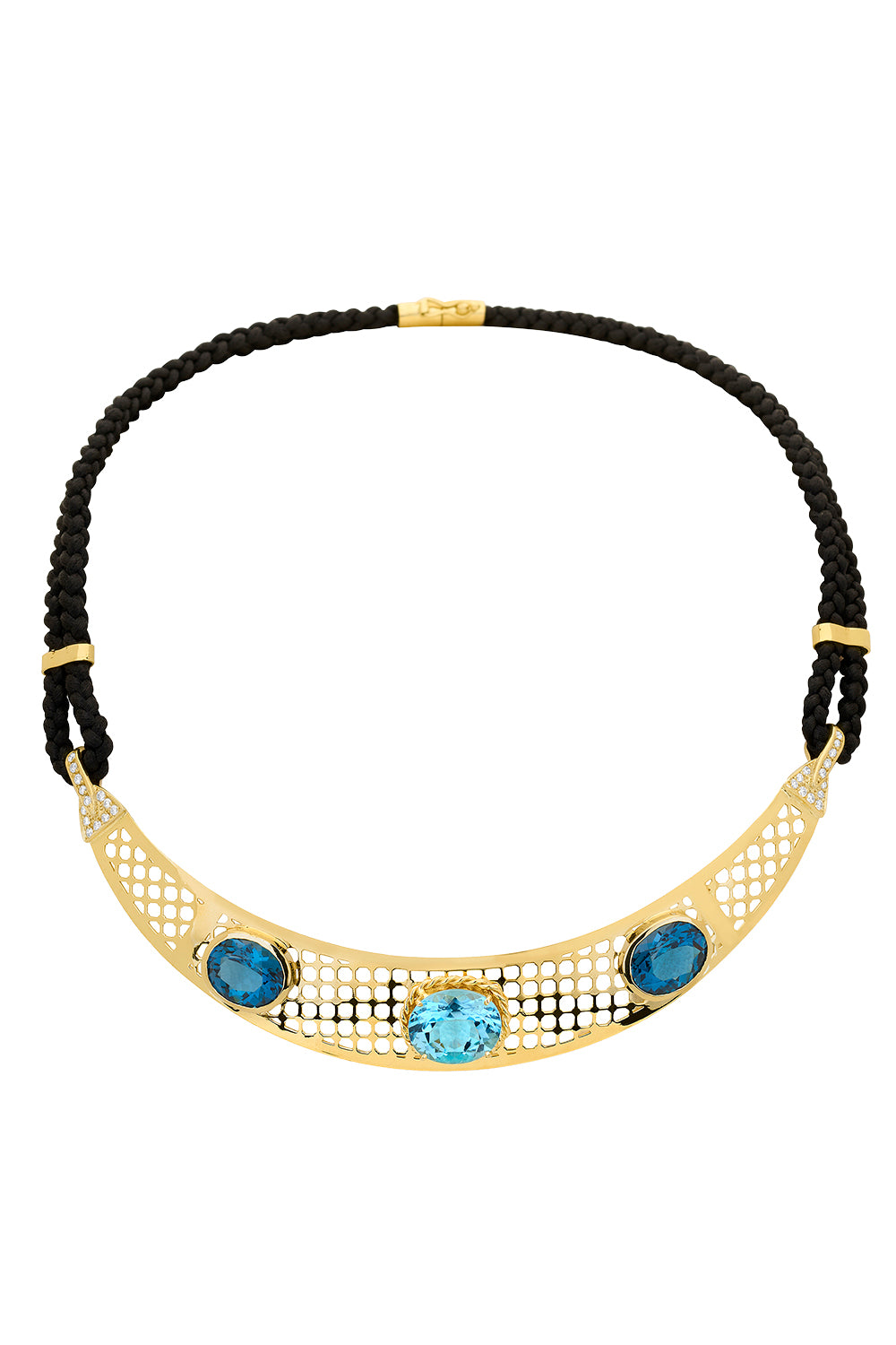 Blue Topaz Diamond Net Choker Necklace