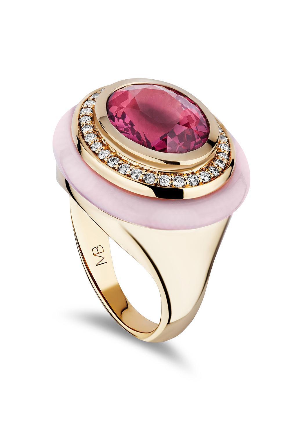 Rhodolite Pink Opal Cupcake Ring-YELLOW GOLD-6-JEWELRYFINE JEWELRING-MASON & BOOKS