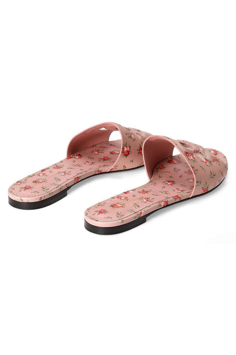 DG Logo Slide Sandal - Roselline Rosa-FLORAL-36-SHOESANDAL-DOLCE & GABBANA