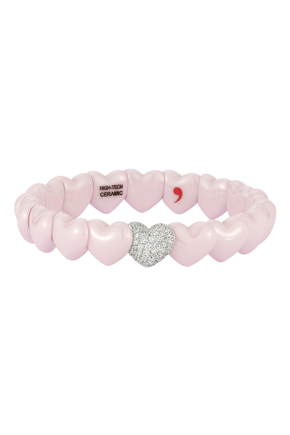 Diamond Pink Ceramic Heart Bracelet