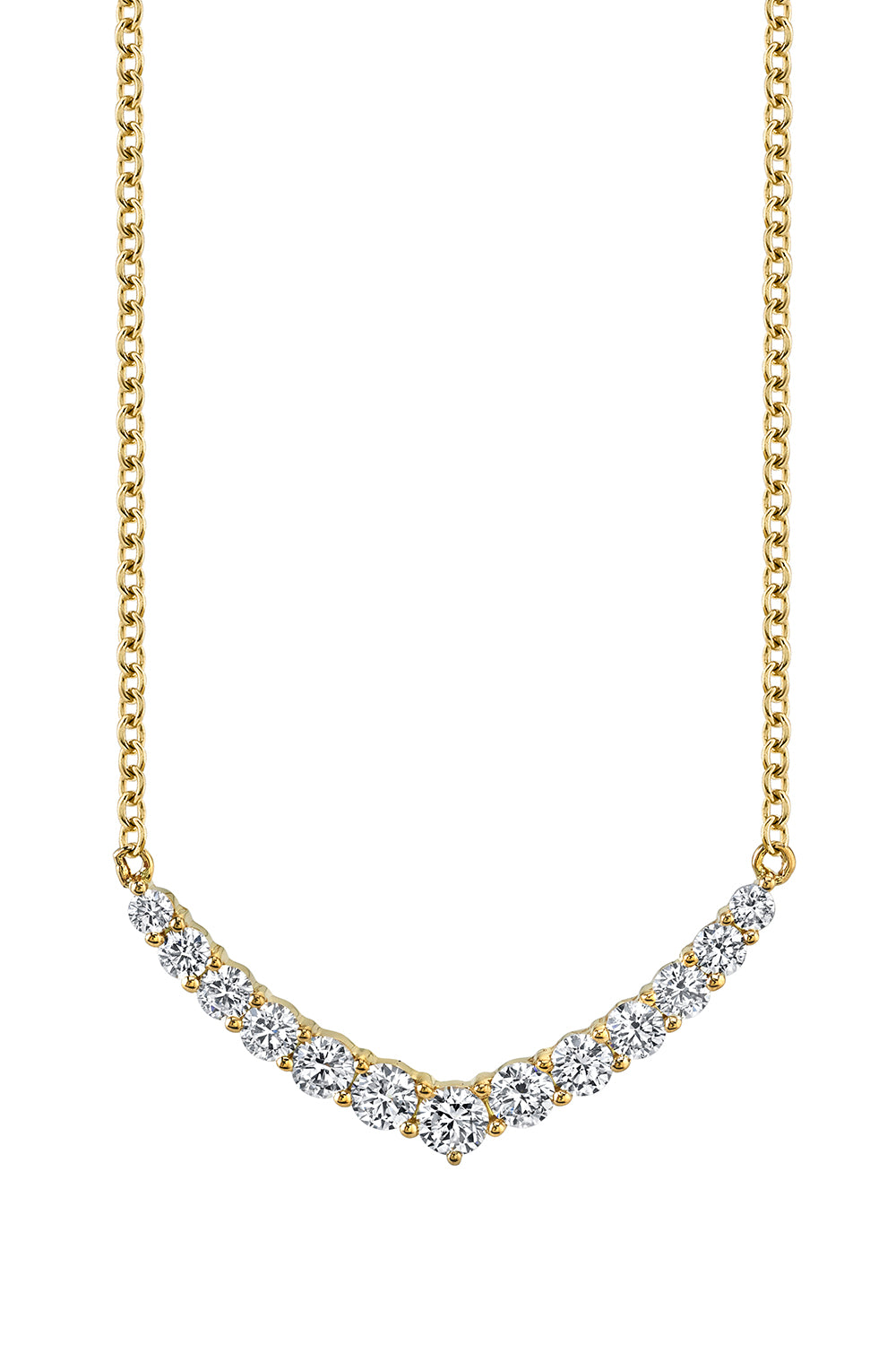 Diamond Curved V Pendant Necklace