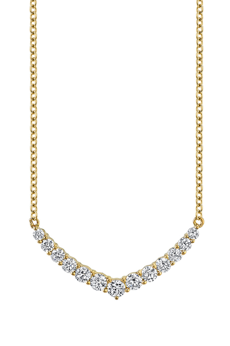 Diamond Curved V Pendant Necklace