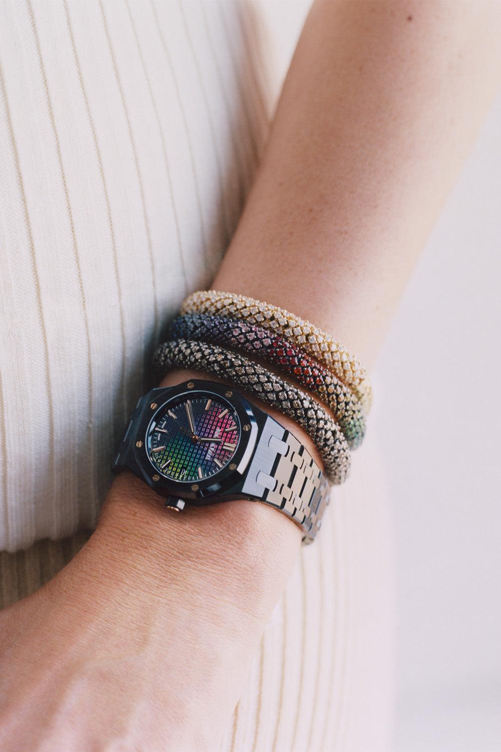 Champagne Diamond 360 Twister Luxe Bracelet-YELLOW GOLD-JEWELRYFINE JEWELBRACELET O-CAROLINA BUCCI