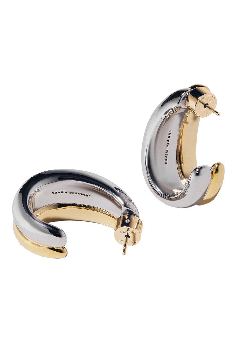 Two-Tone Chavez Huggie Earrings-WHT YLW-JEWELRYBOUTIQUEEARRING-JENNIFER FISHER