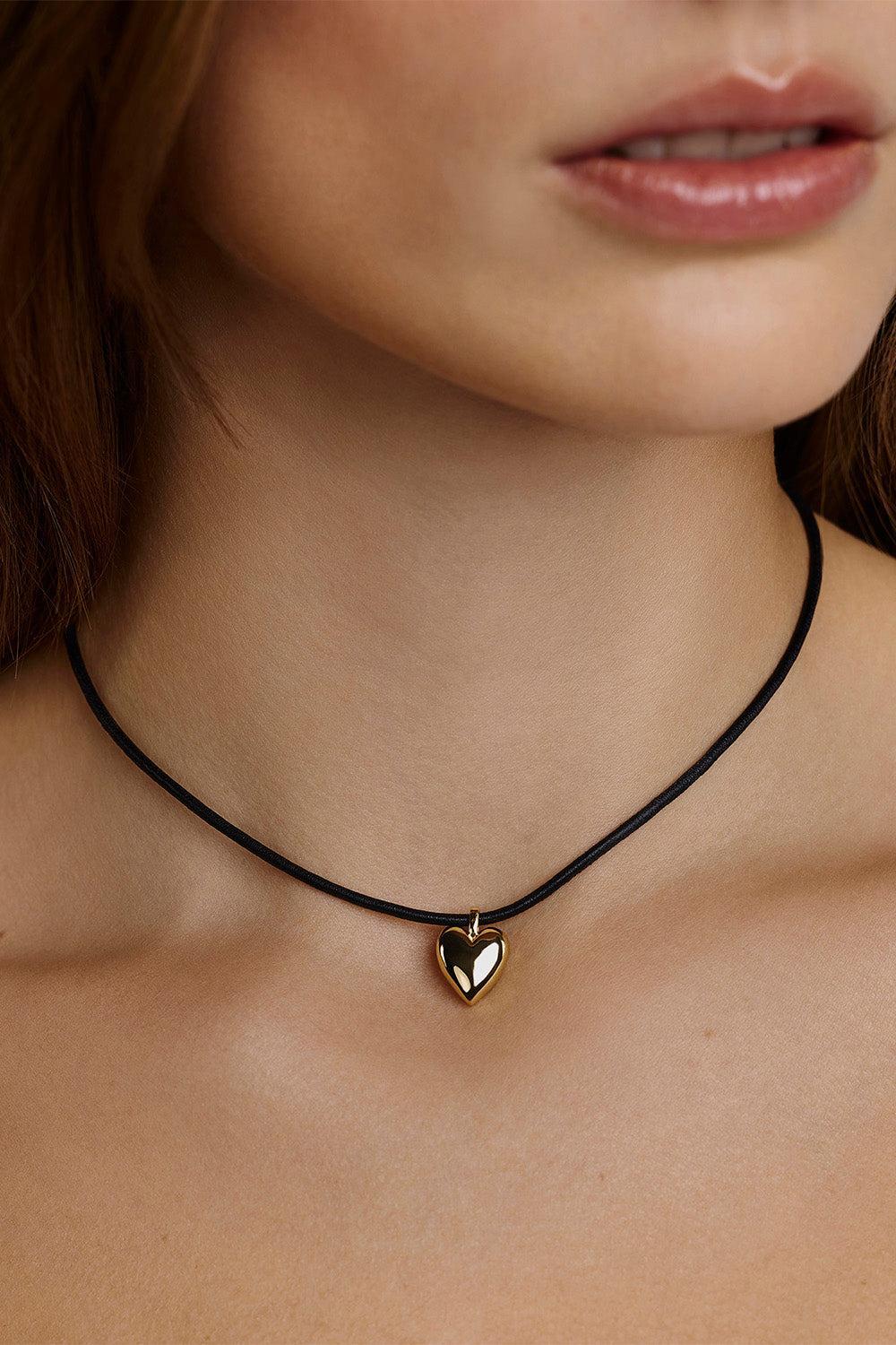 Small Puffy Heart Choker Necklace-YELLOW-JEWELRYFINE JEWELNECKLACE O-JENNIFER FISHER