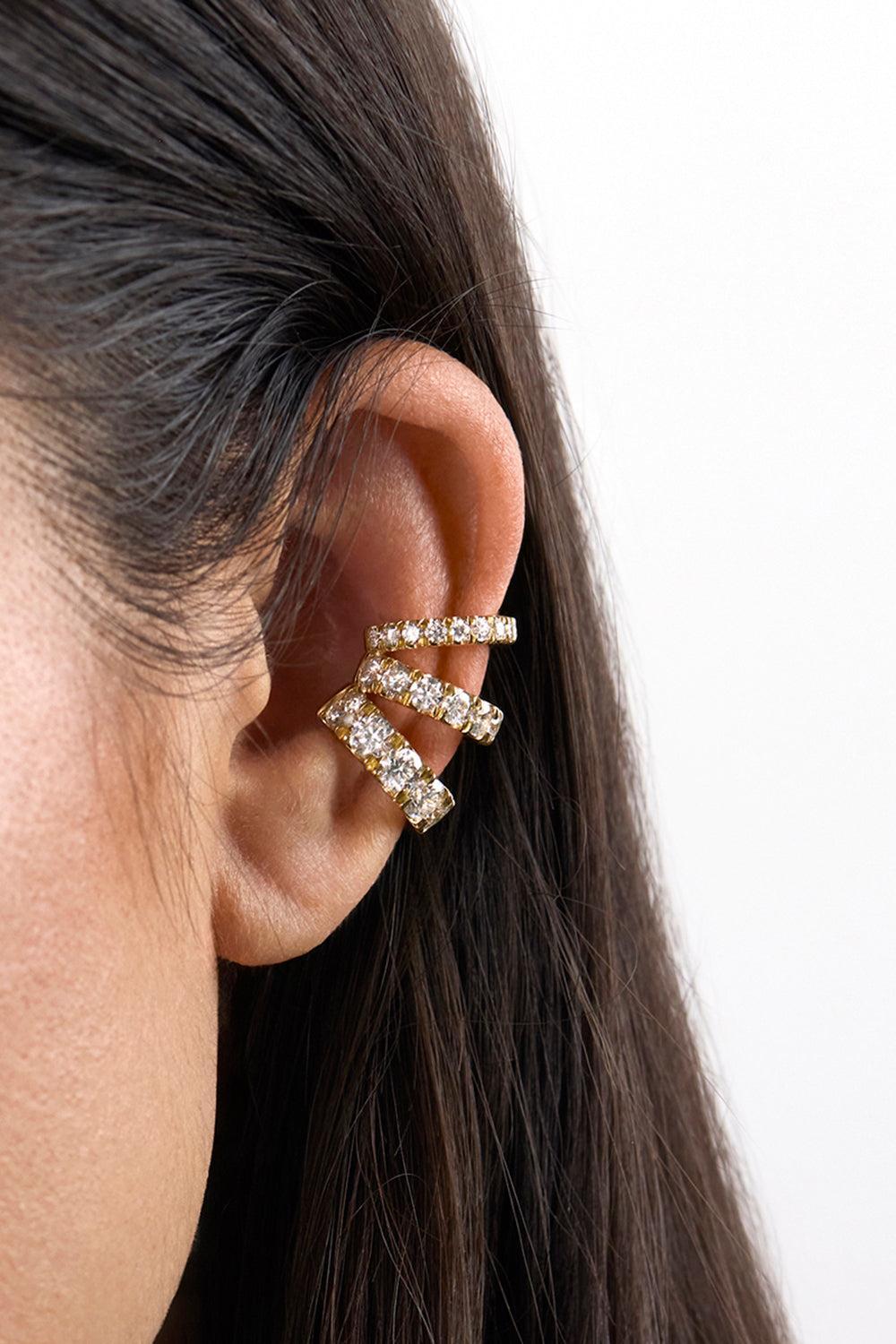 Diamond Clara Triple Ear Cuff-WHITE GOLD-JEWELRYFINE JEWELEARRING-MELISSA KAYE