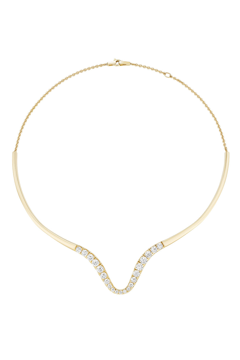Partial Diamond Clara Curved Collar Necklace-YELLOW GOLD-15-JEWELRYFINE JEWELNECKLACE O-MELISSA KAYE