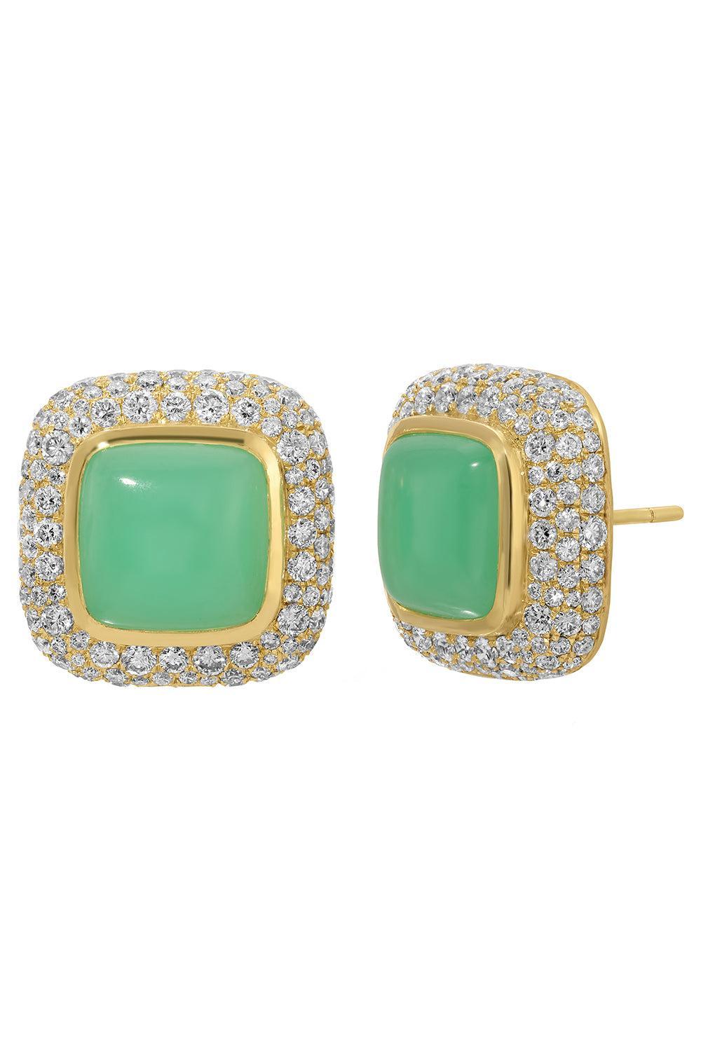 Topaz Chrysoprase Cobblestone Gemmed Earrings-YELLOW GOLD-JEWELRYFINE JEWELEARRING-OCTAVIA ELIZABETH
