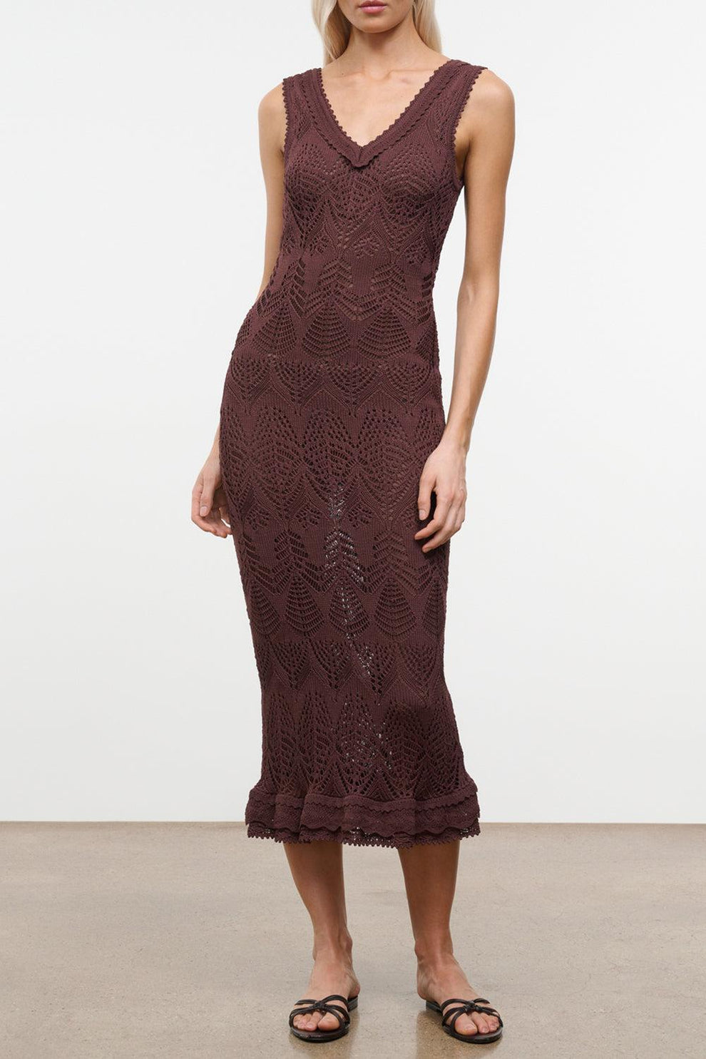 STAUD, Roan Dress in Root, Size Medium