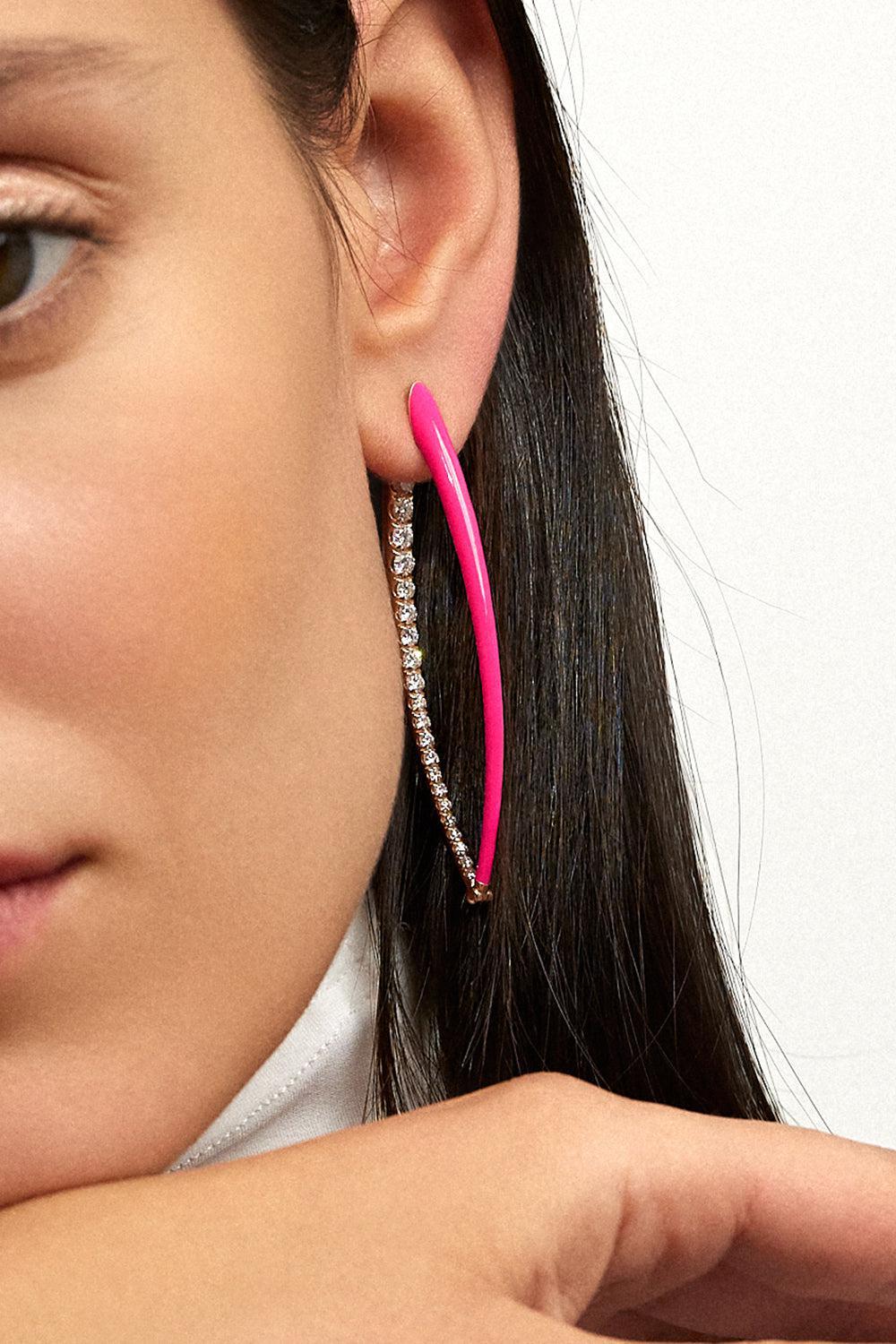 Neon Pink Cristina XL Earrings-ROSE GOLD-XL-JEWELRYFINE JEWELEARRING-MELISSA KAYE