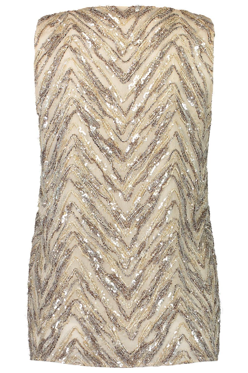 Chevron Embellished Tank-BROWN-XS-CLOTHINGTOPKNITS-BRUNELLO CUCINELLI