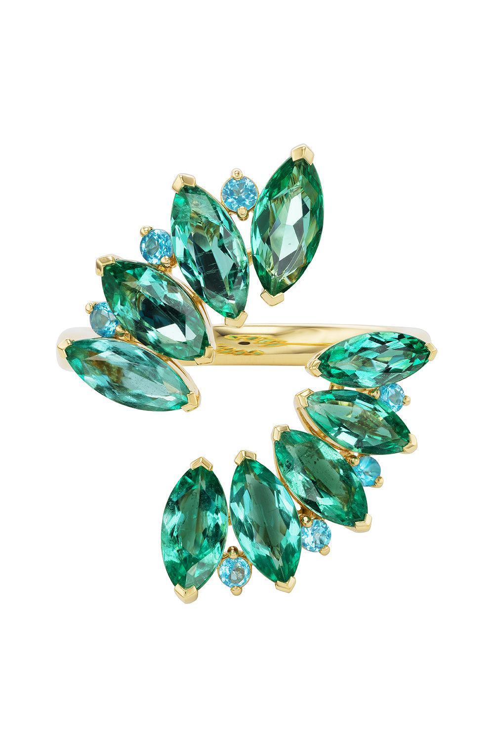Emerald Marquise Open Ring-YELLOW GOLD-JEWELRYFINE JEWELRING-EMILY P WHEELER