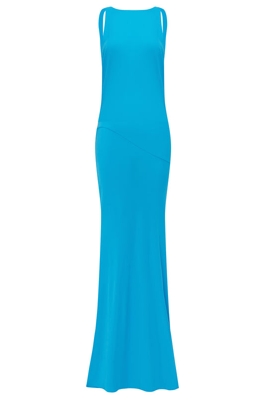 Open Back Jersey Drape Gown