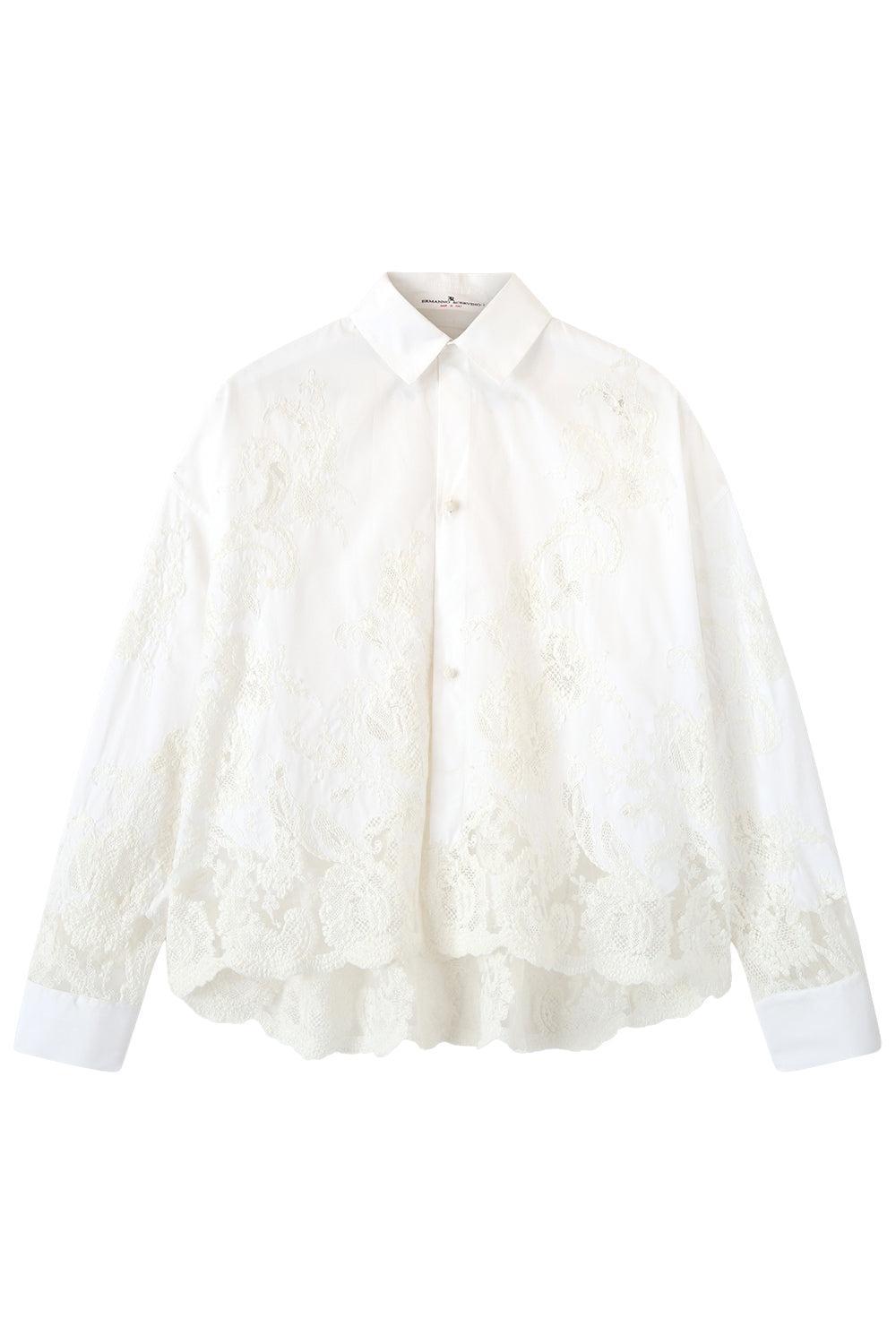 Long Sleeve Embroidered Shirt-WHITE-36-CLOTHINGTOPBLOUSE-ERMANNO SCERVINO