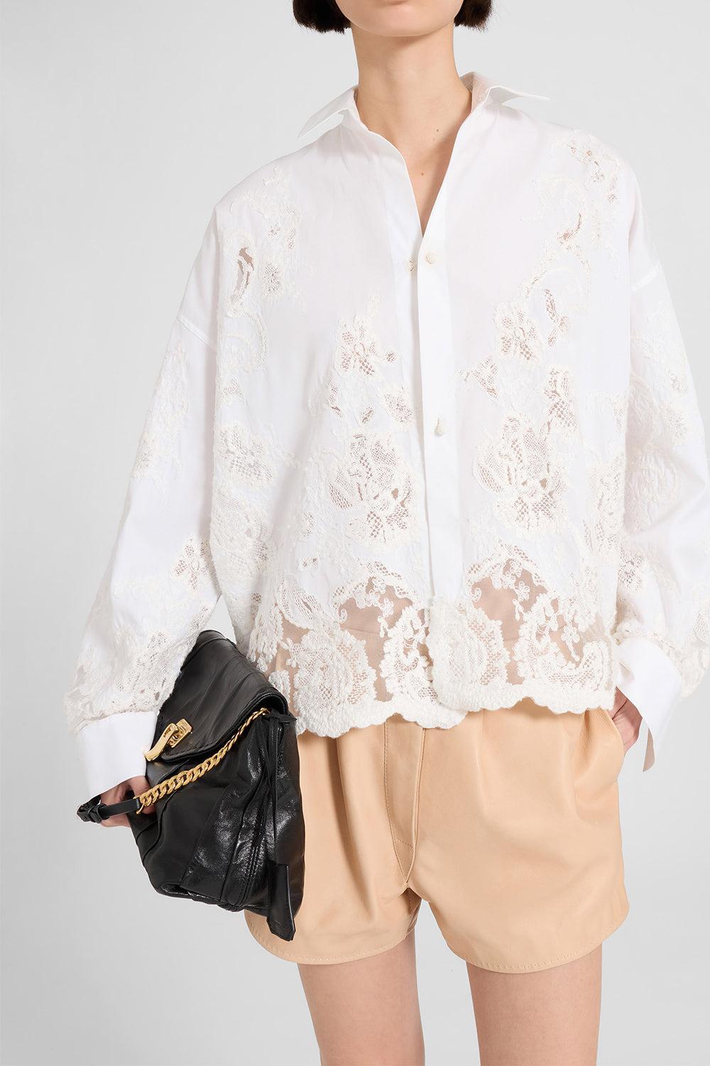 Long Sleeve Embroidered Shirt-WHITE-36-CLOTHINGTOPBLOUSE-ERMANNO SCERVINO