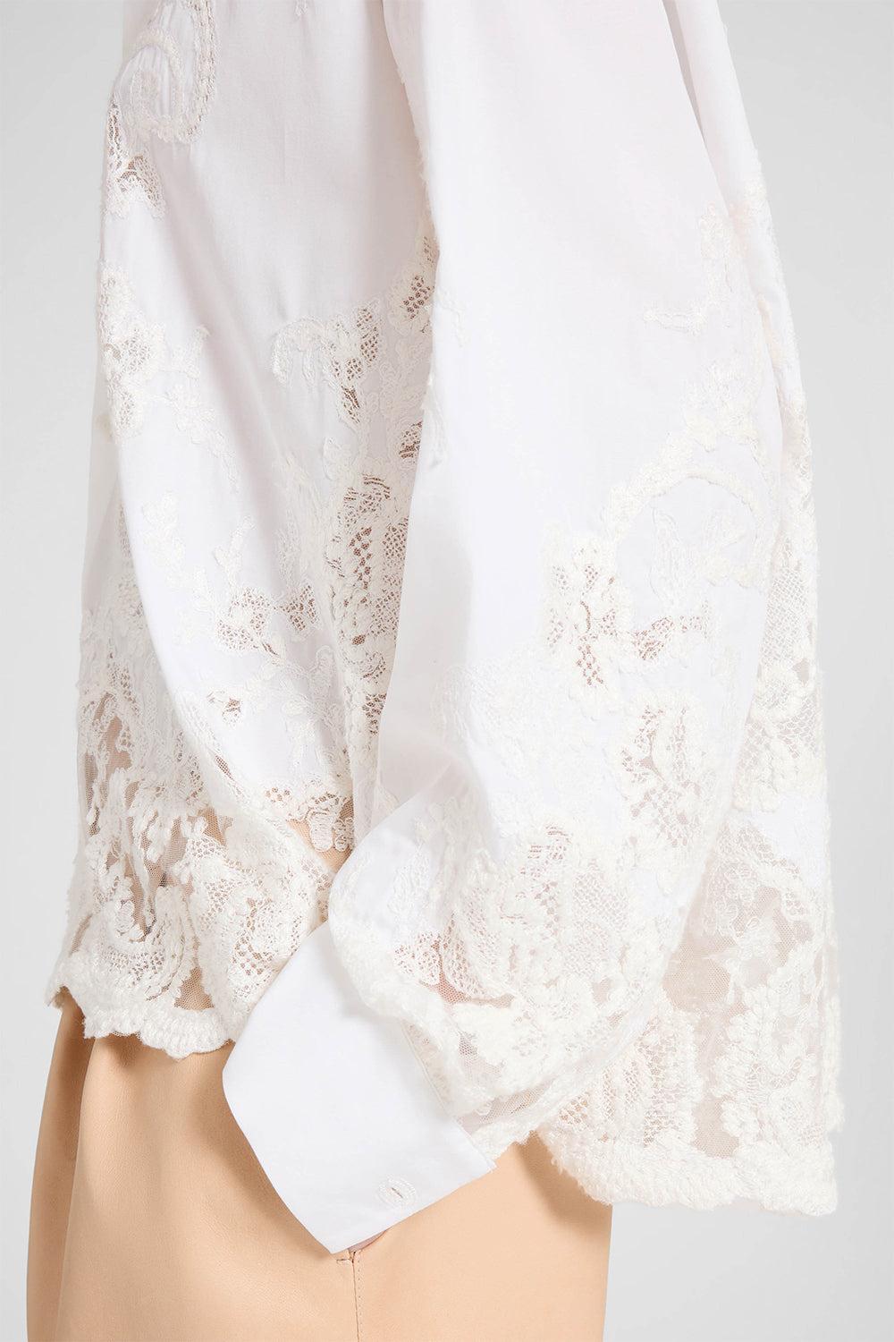 Long Sleeve Embroidered Shirt-WHITE-36-CLOTHINGTOPBLOUSE-ERMANNO SCERVINO