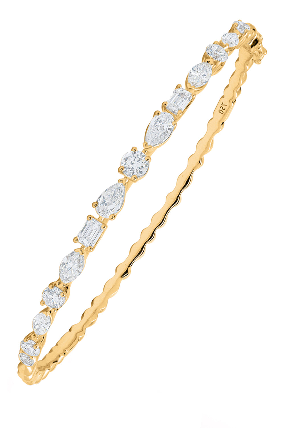 Diamond Multi-Shape Bangle Bracelet - Yellow Gold