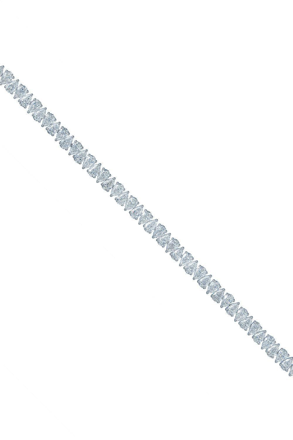 Pear Cut Diamond Tennis Bracelet-WHITE GOLD-JEWELRYFINE JEWELBRACELET O-ARZANO