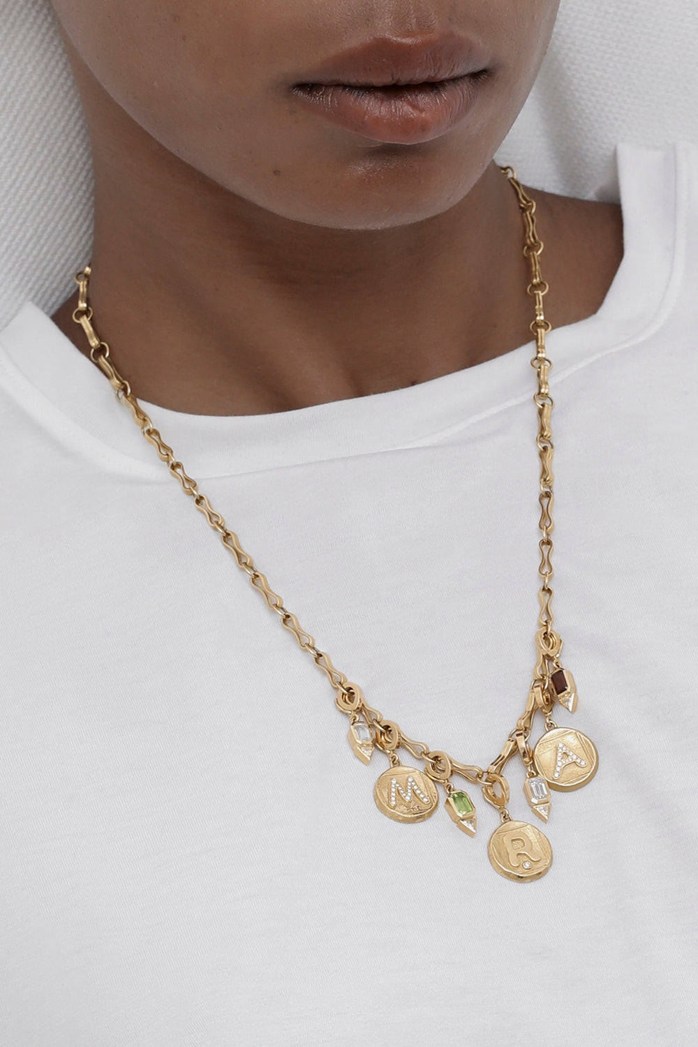 Diamond R Initial Signature Coin Pendant