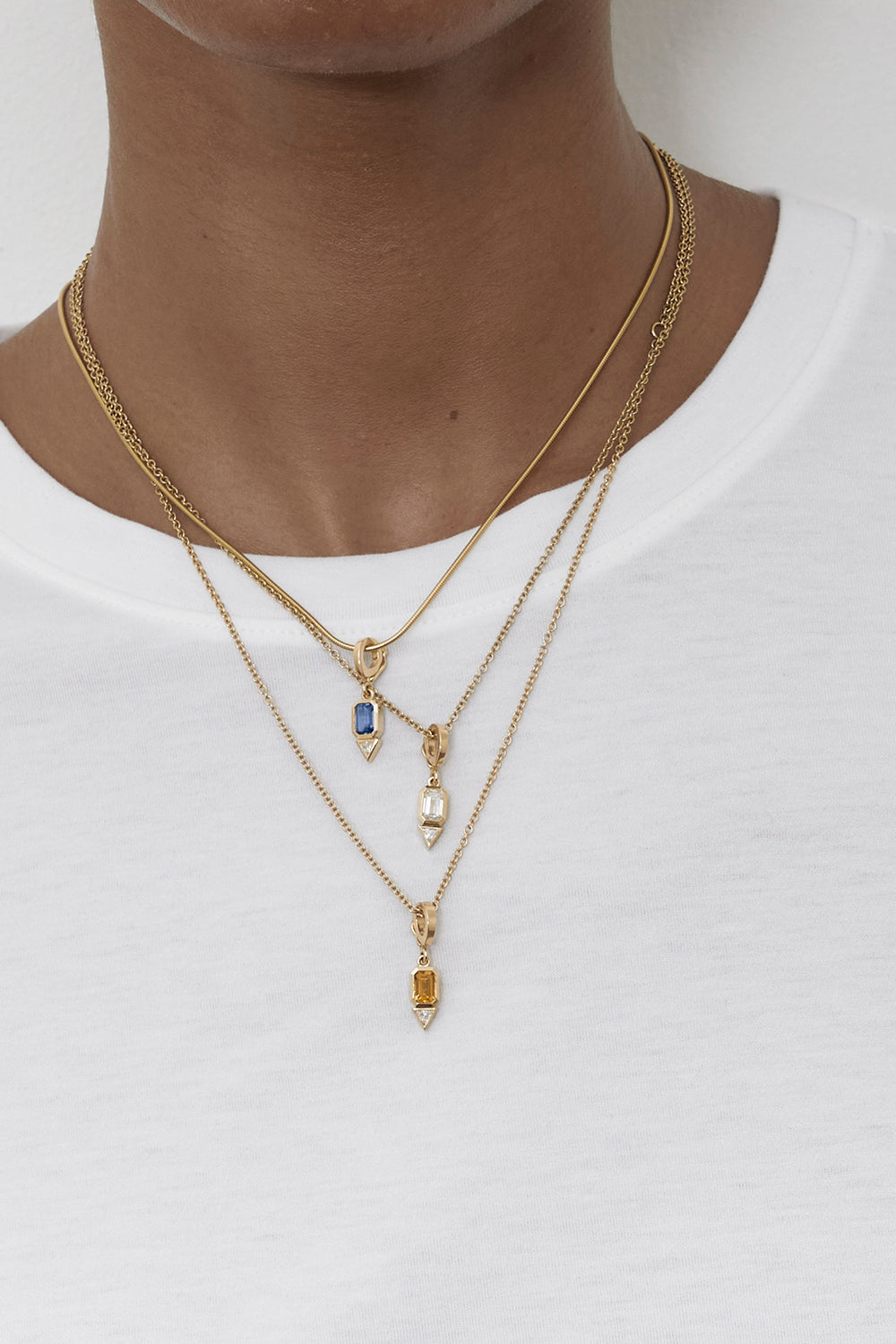 Blue Sapphire Diamond Trillion Charm