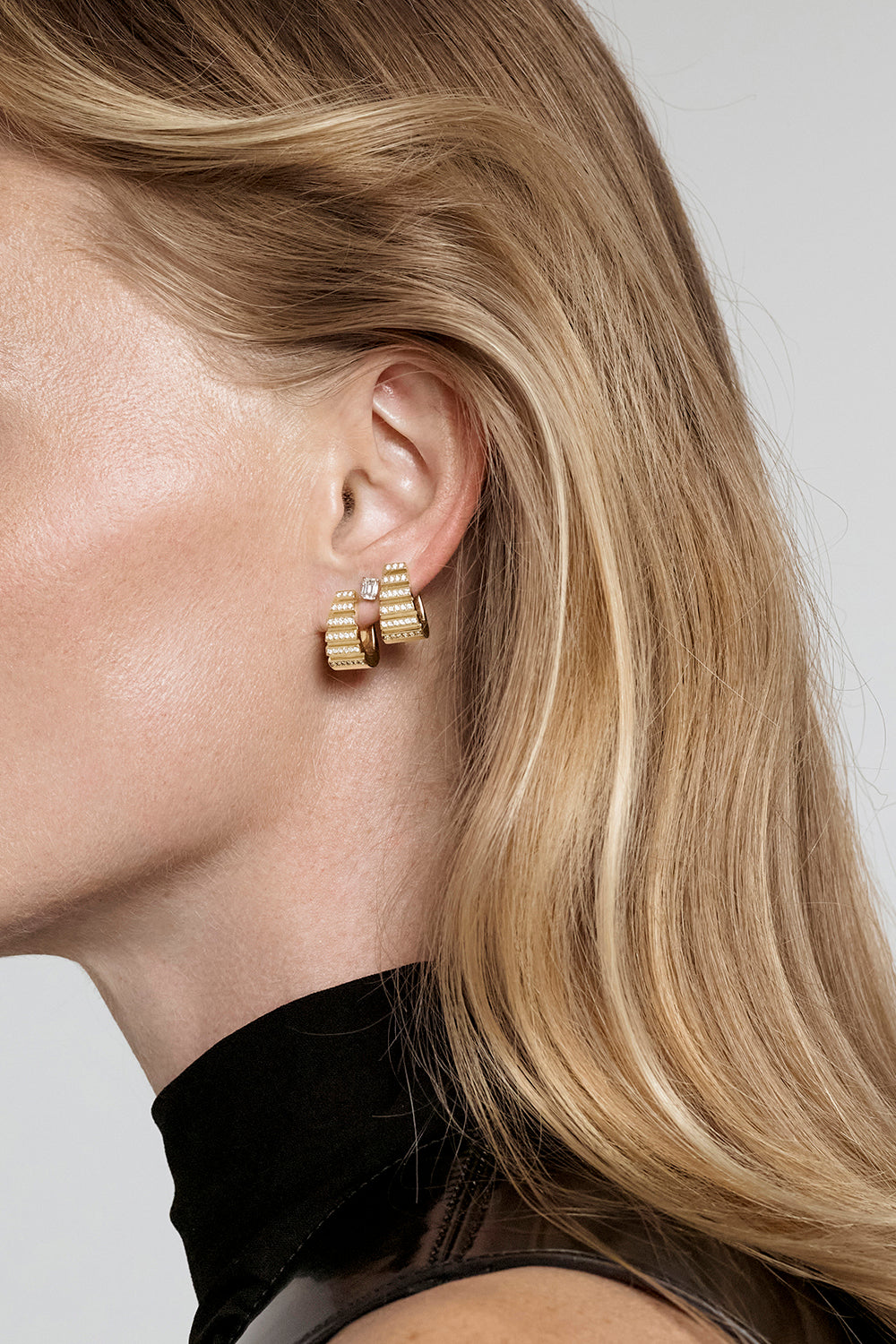 Diamond Escalier Hoop Earrings