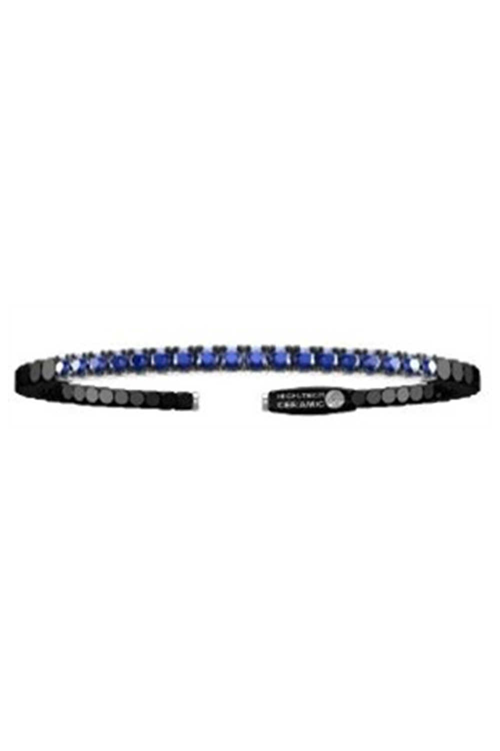 Blue Sapphire Matte Black Dado Stretch Bracelet-WHITE GOLD-JEWELRYFINE JEWELBRACELET O-ROBERTO DEMEGLIO
