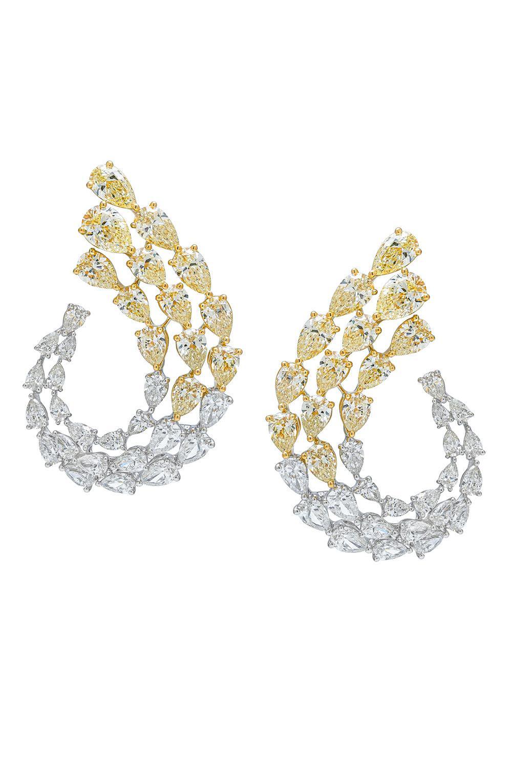 Diamond Wrap Open Hoop Earring-WHITE GOLD-JEWELRYFINE JEWELEARRING-ARZANO