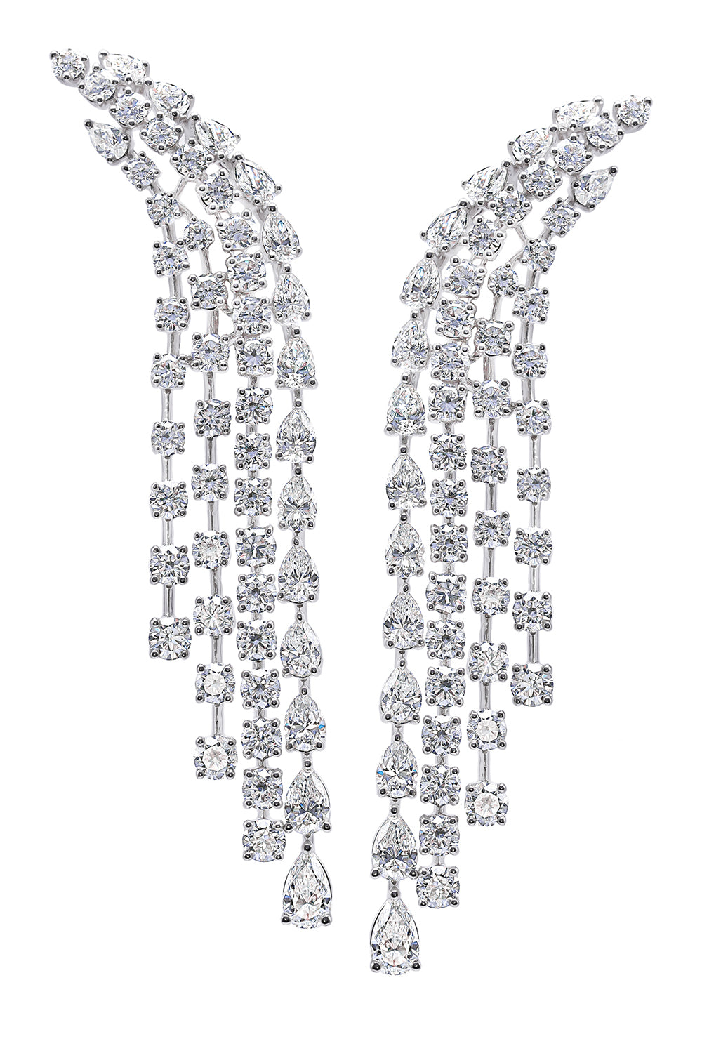 Diamond Four Row Chandelier Earrings