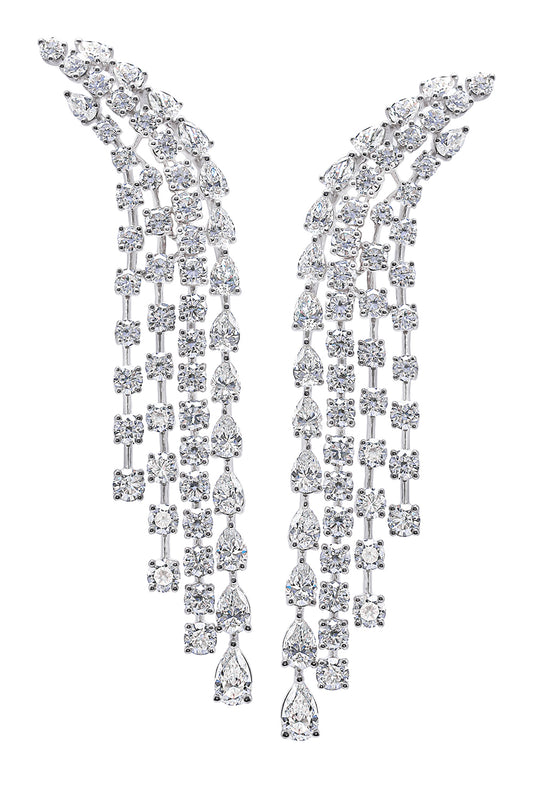 Diamond Four Row Chandelier Earrings