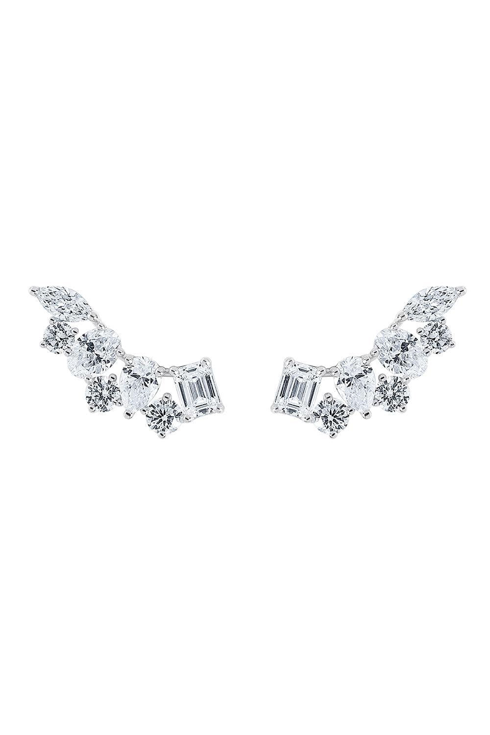 Mixed Cut Diamond Ear Crawlers-WHITE GOLD-JEWELRYFINE JEWELEARRING-ARZANO