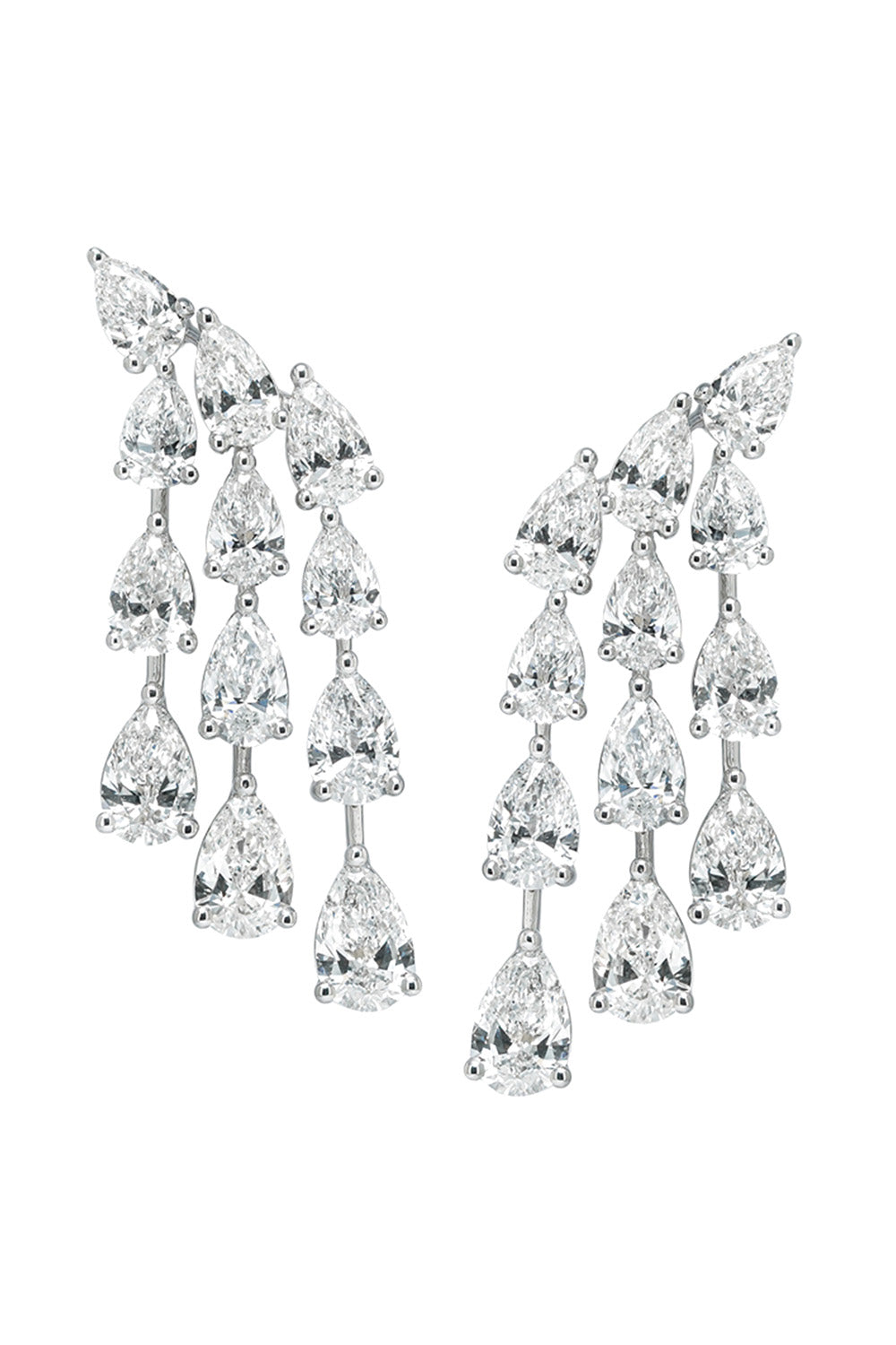 Diamond Three Row Chandelier Drop Earrings-WHITE GOLD-JEWELRYFINE JEWELEARRING-ARZANO