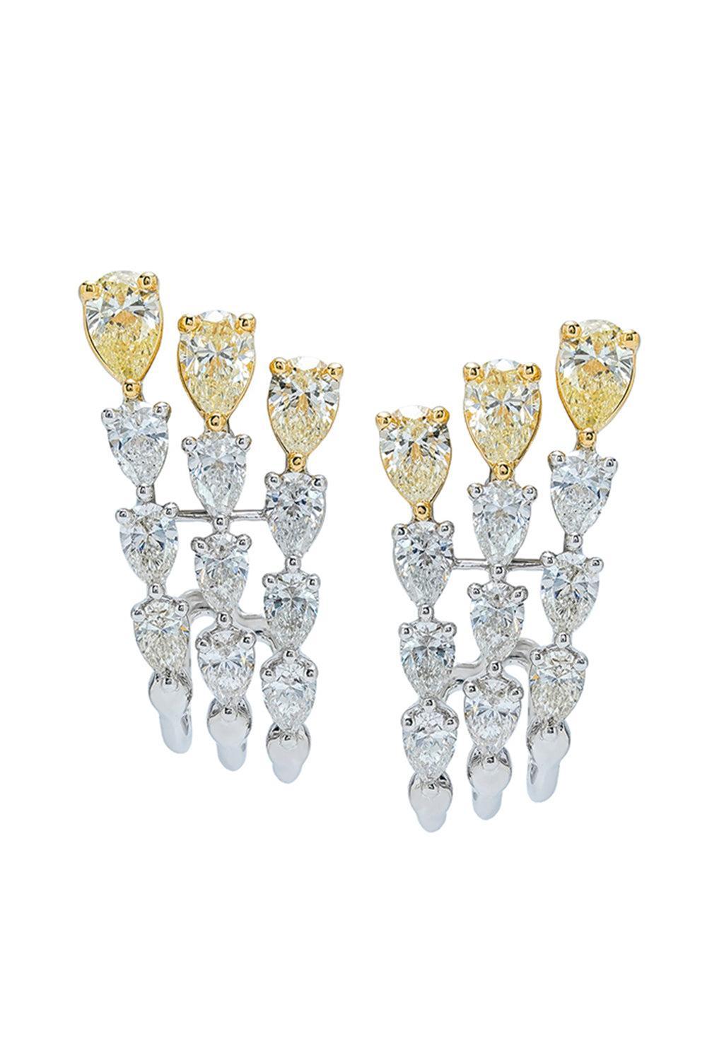 Diamond Three Row Teardrop Earrings-WHITE GOLD-JEWELRYFINE JEWELEARRING-ARZANO