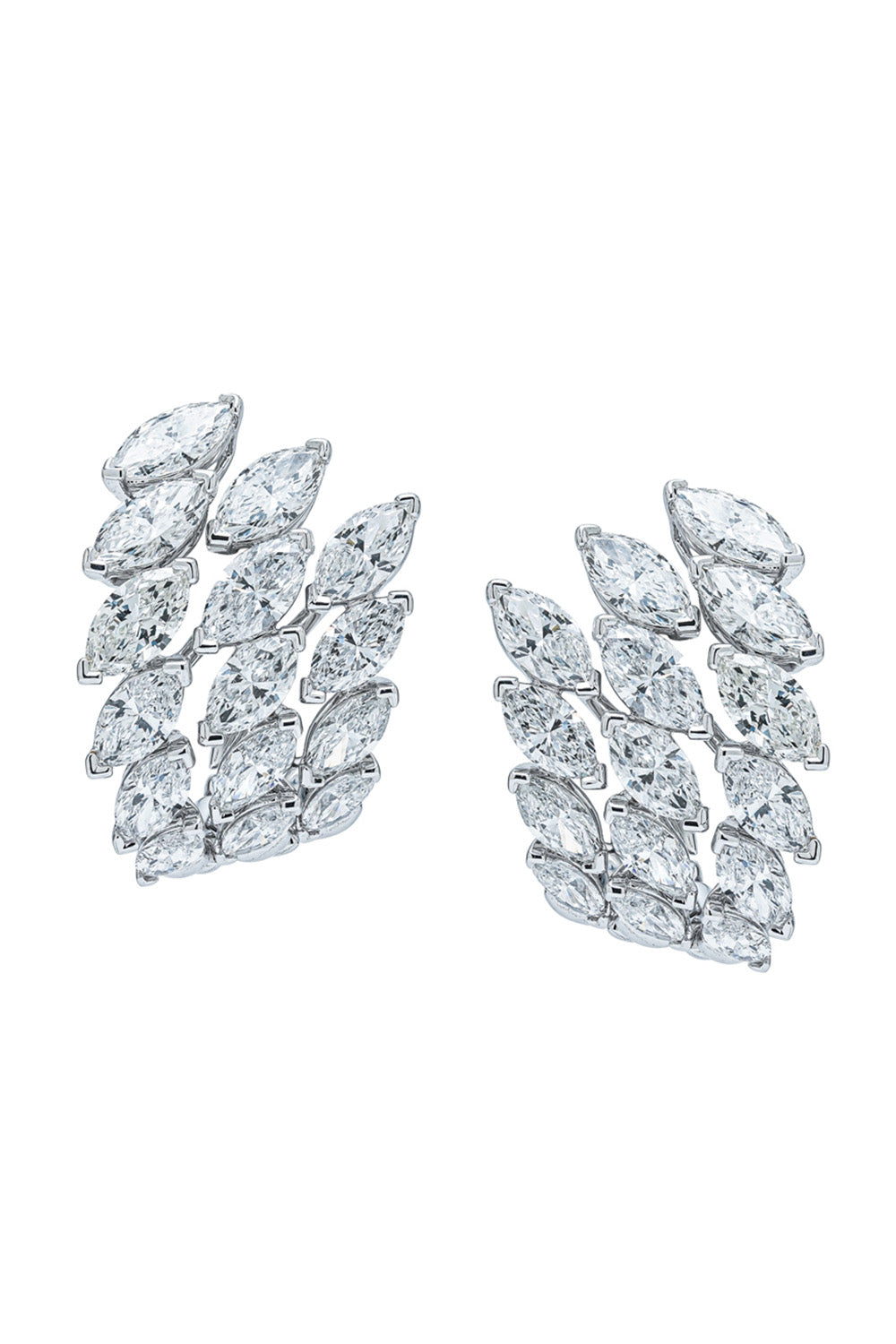  Diamond Three Row Huggie Earrings - White Gold-WHITE GOLD-JEWELRYFINE JEWELEARRING-ARZANO 