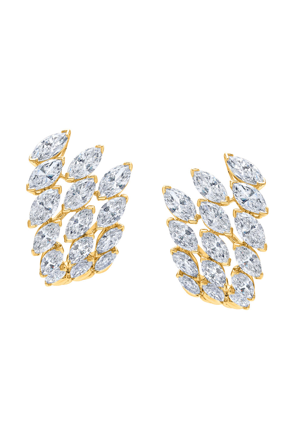  Diamond Three Row Huggie Earrings - Yellow Gold-YELLOW GOLD-JEWELRYFINE JEWELEARRING-ARZANO 