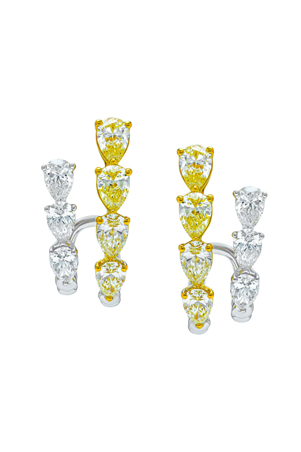 Diamond Two Row Mix Match Huggie Earrings-WHITE GOLD-JEWELRYFINE JEWELEARRING-ARZANO